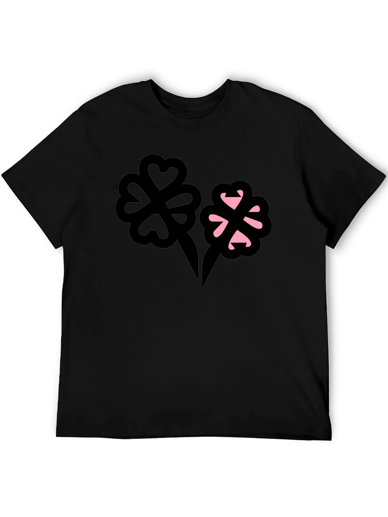 Lucky Clover Graphic Tee - Stylish Black T-Shirt
