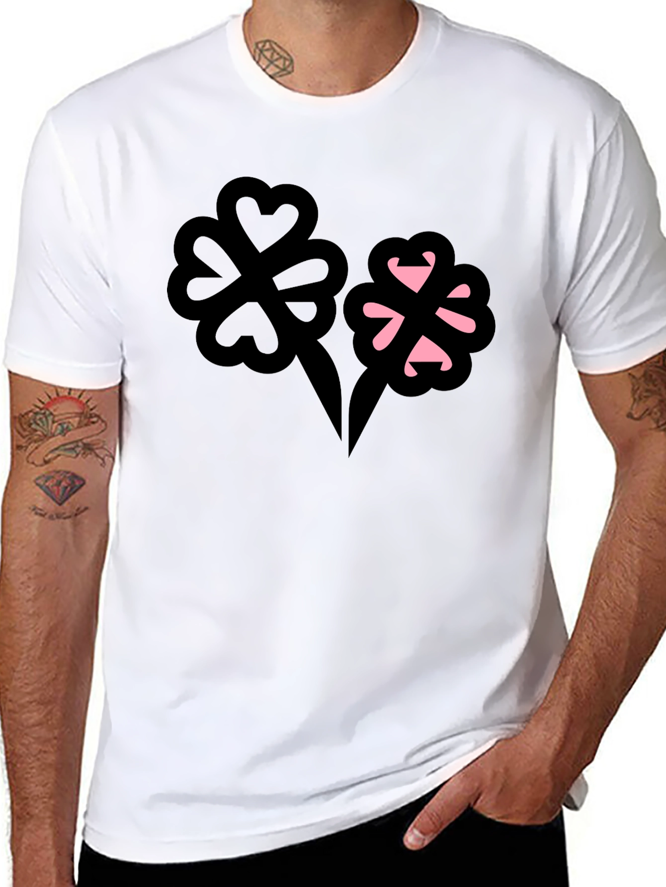 Lucky Clover Graphic Tee - Stylish Black T-Shirt