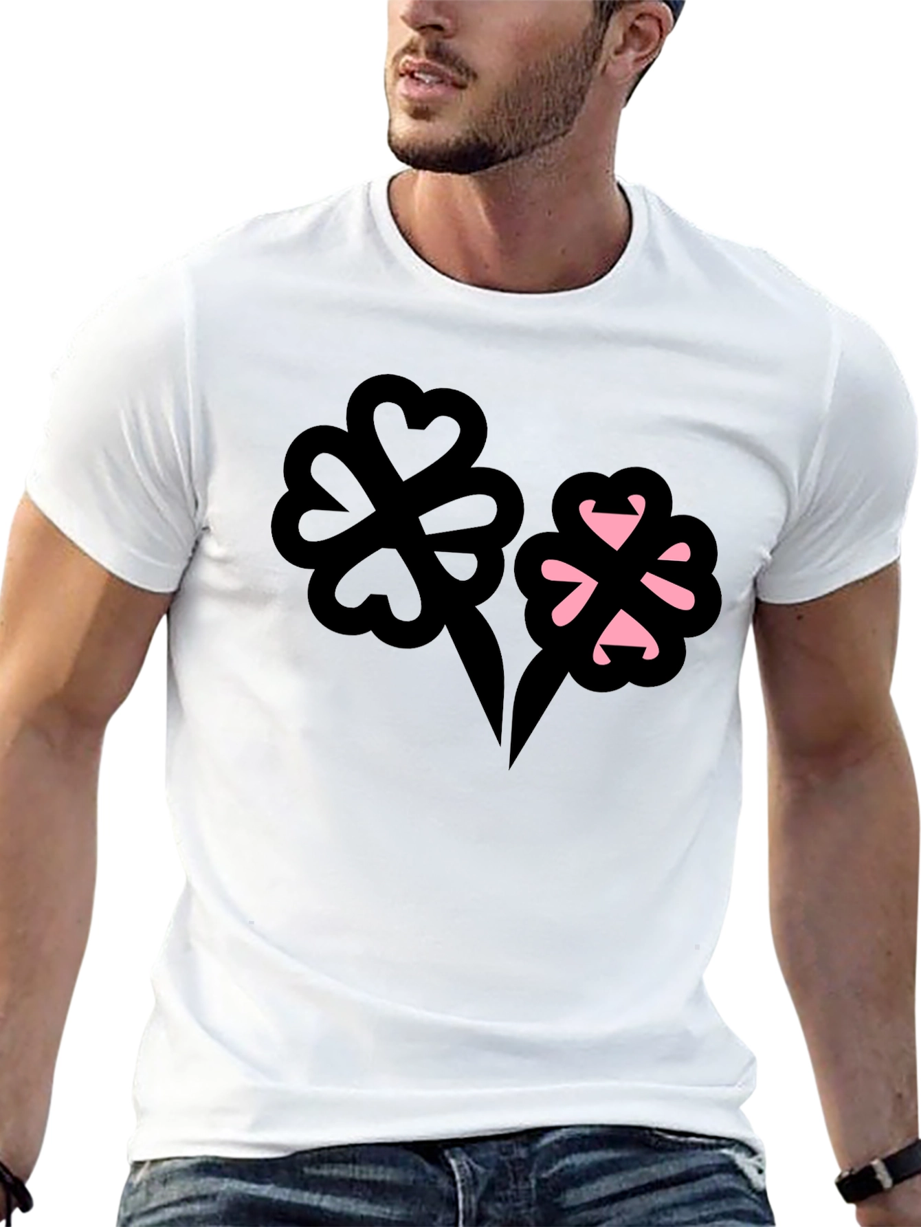 Lucky Clover Graphic Tee - Stylish Black T-Shirt