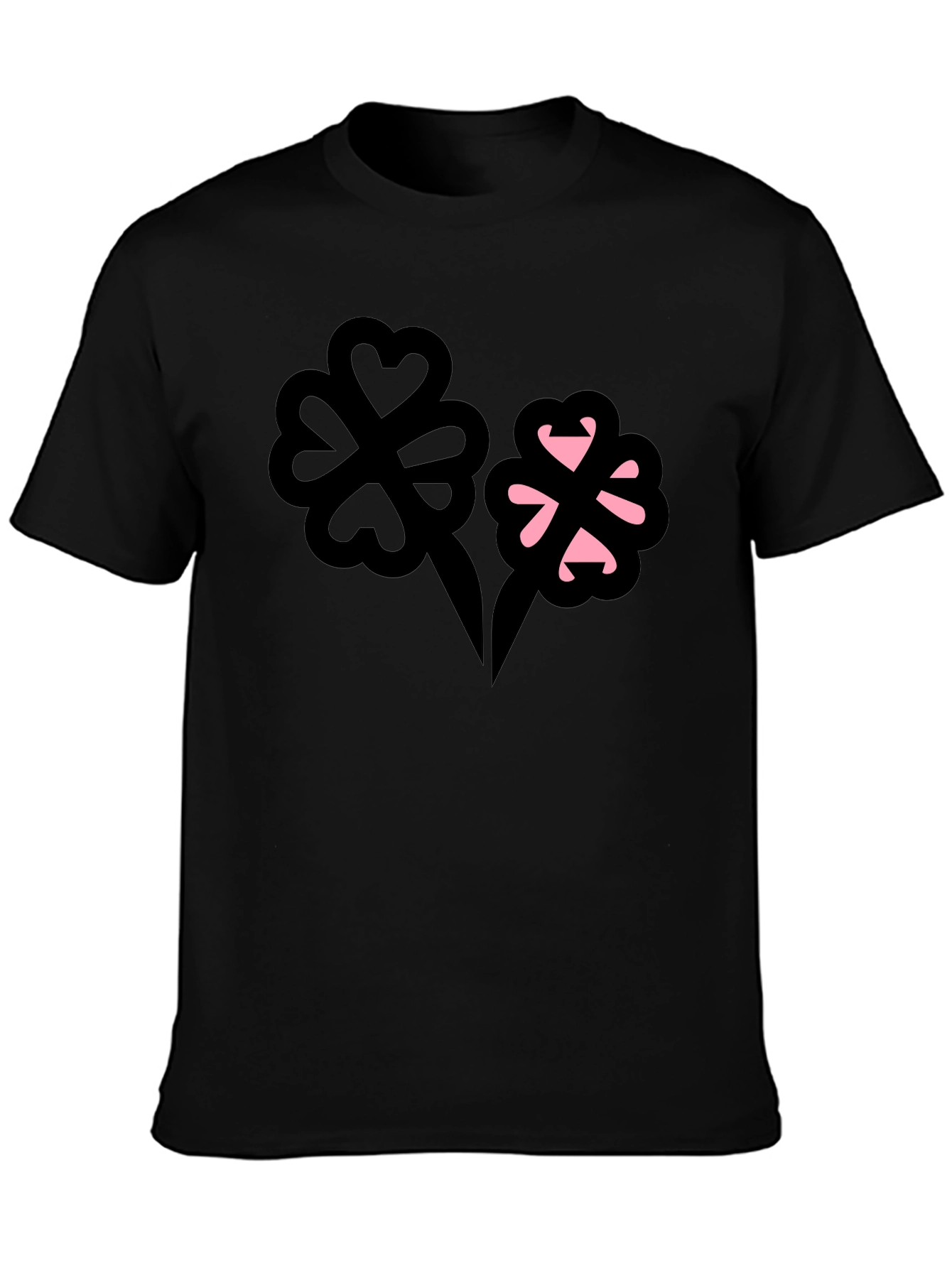 Lucky Clover Graphic Tee - Stylish Black T-Shirt