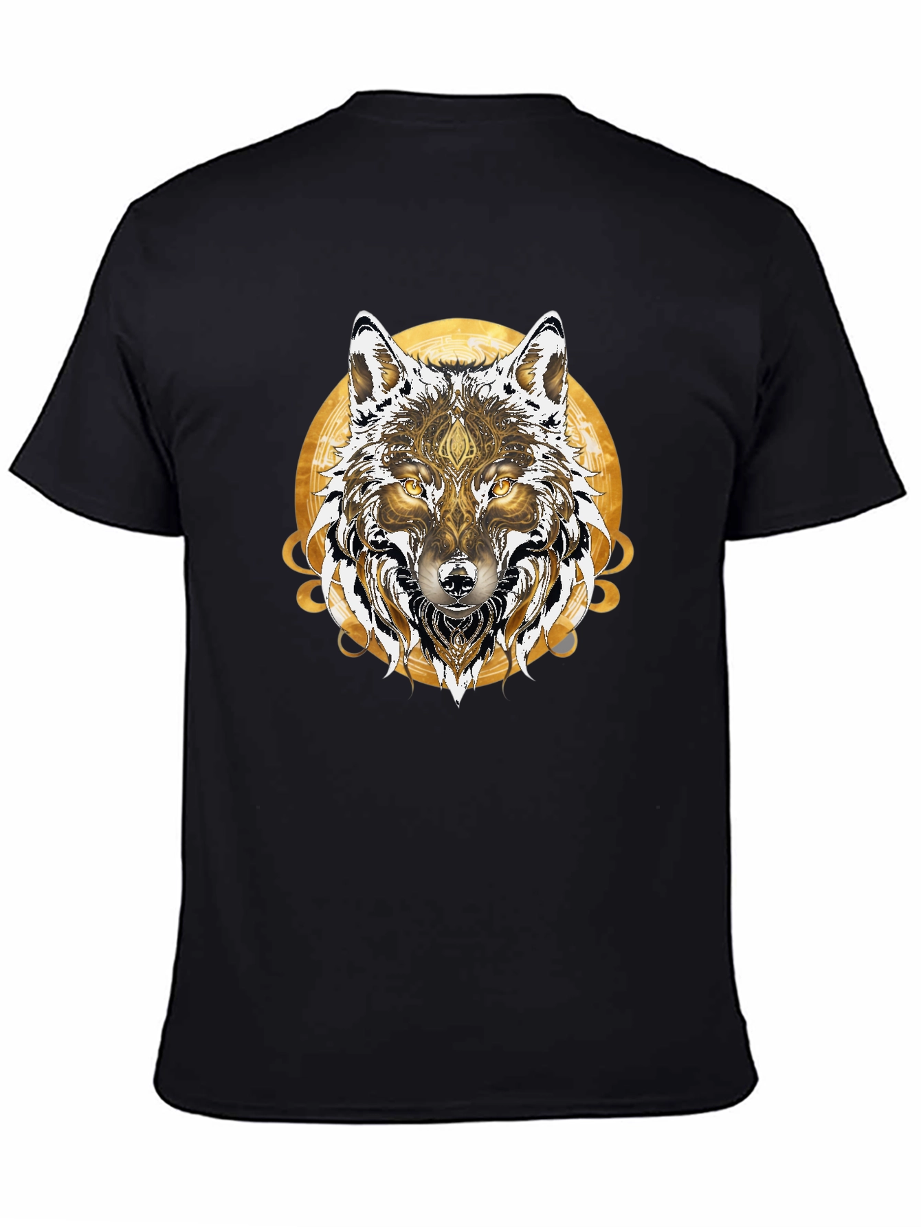 Wolf Graphic Print Mens Black T-Shirt