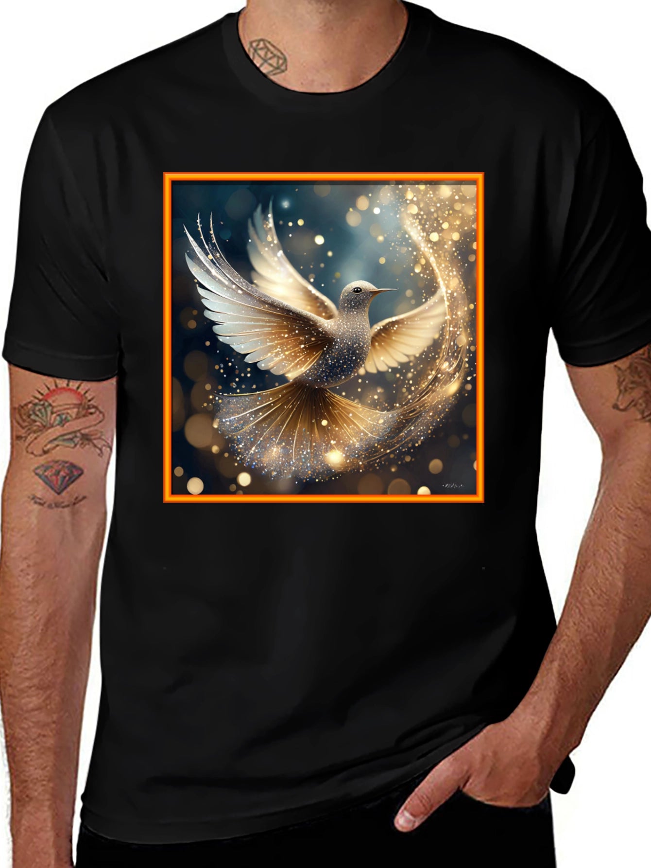 Dove Sparkle Graphic Tee - Elegant Design