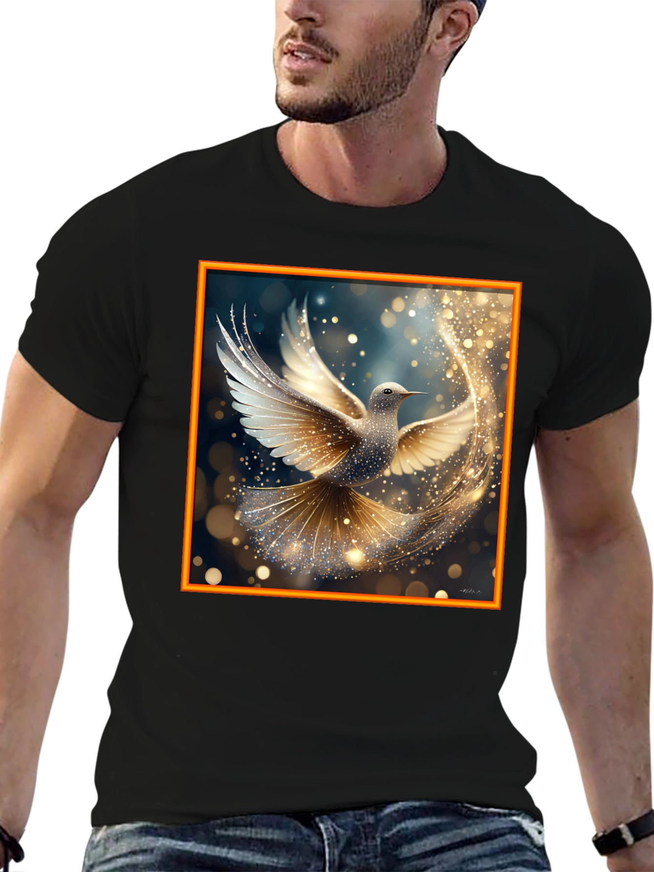 Dove Sparkle Graphic Tee - Elegant Design