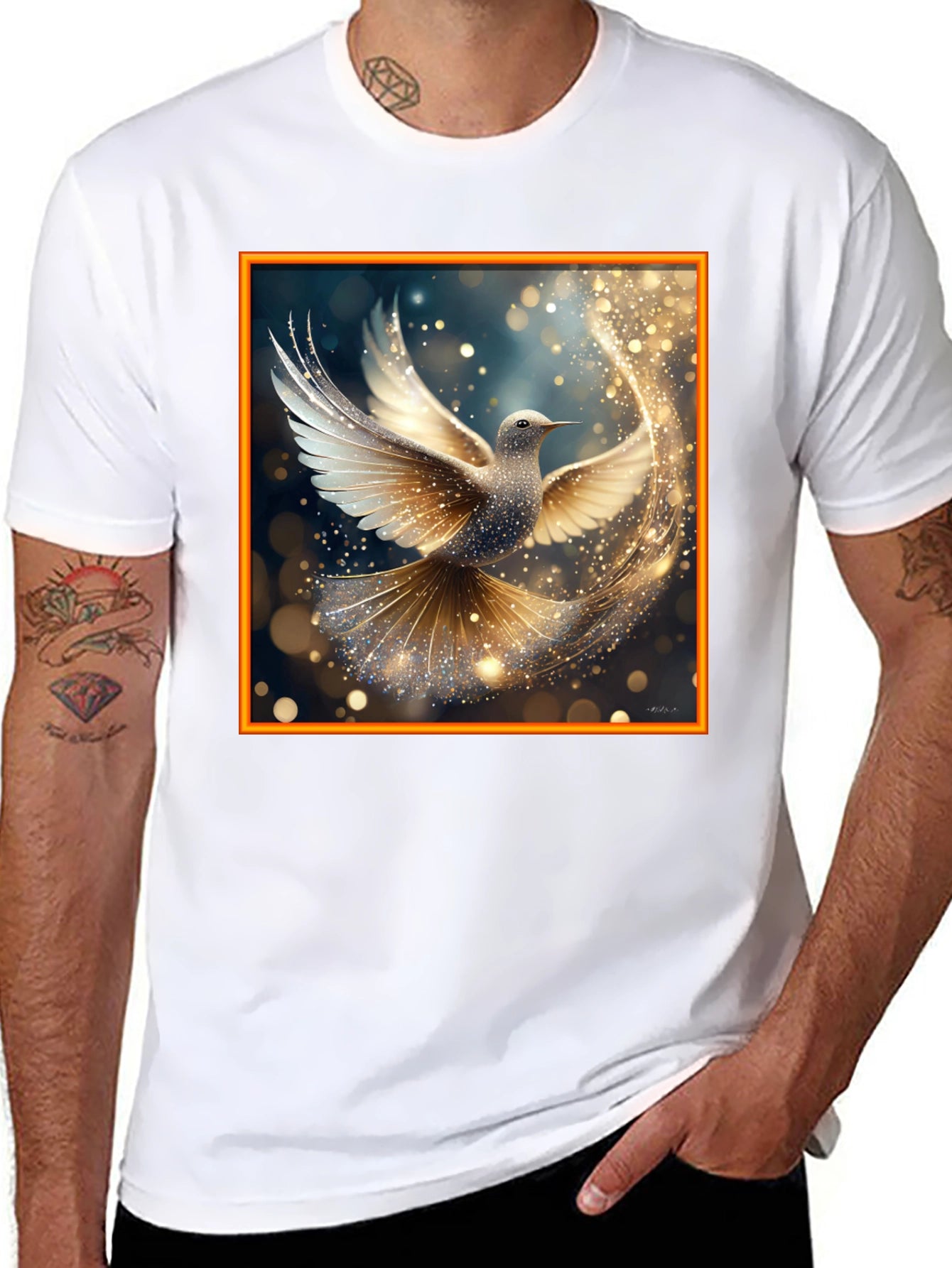 Dove Sparkle Graphic Tee - Elegant Design