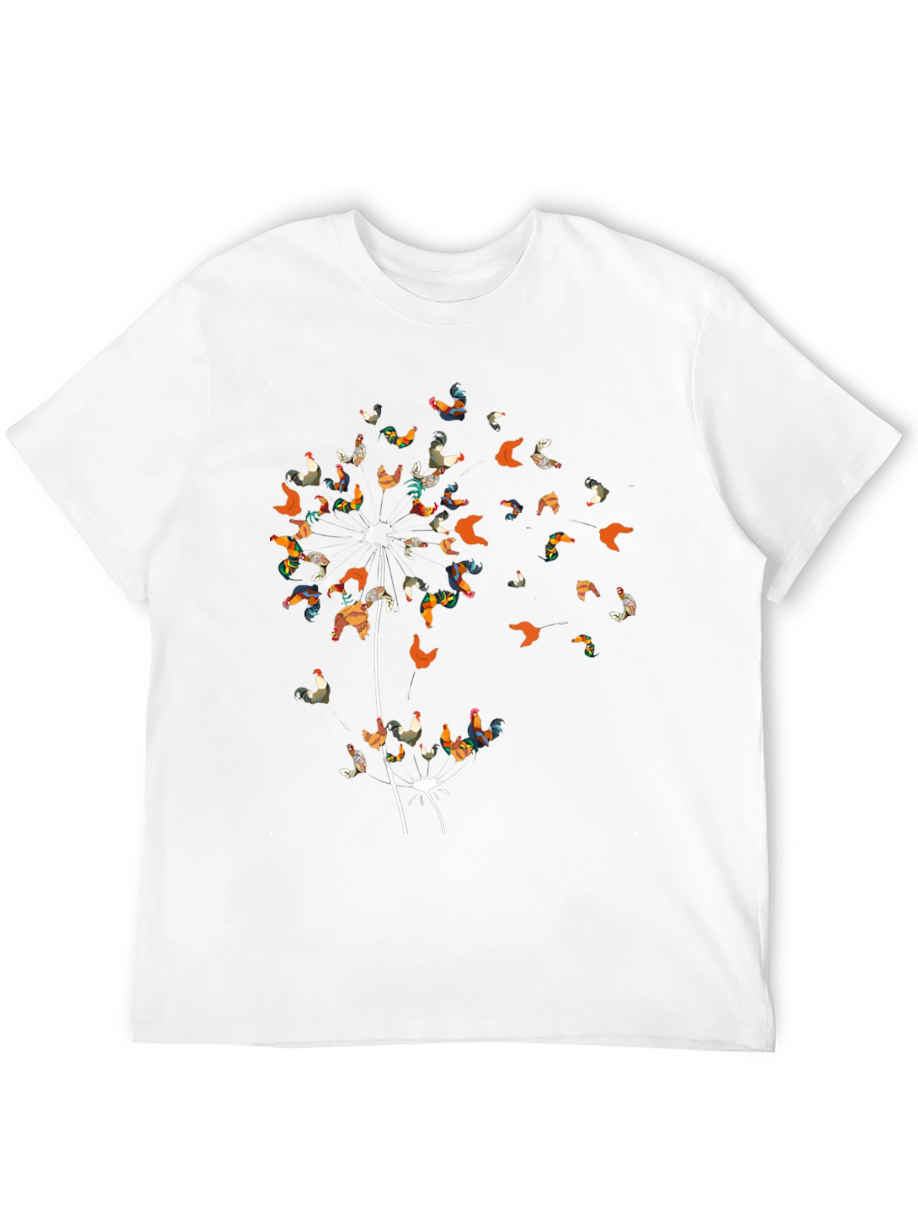 Rooster Dandelion Mens T-Shirt - Unique Graphic Tee