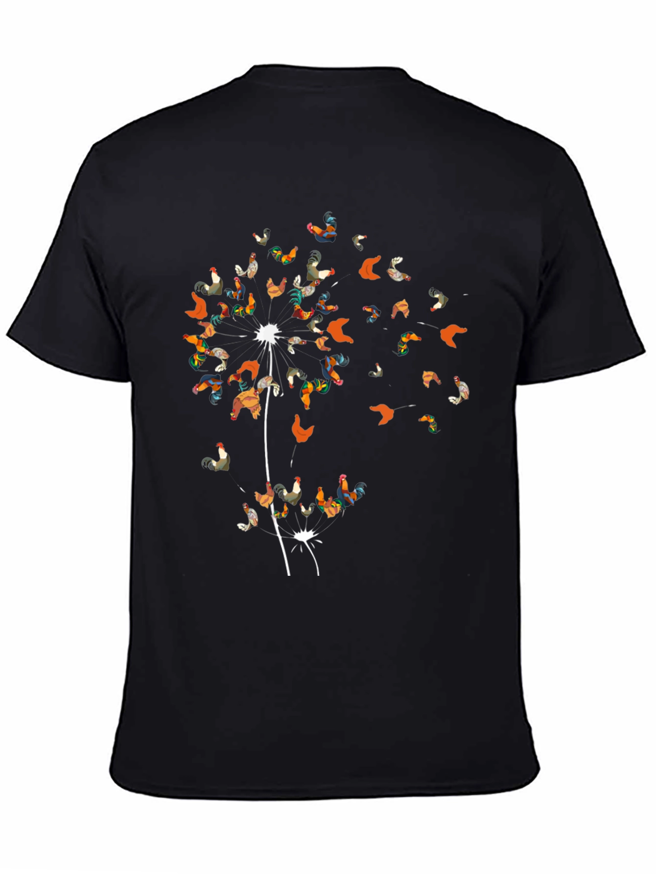 Rooster Dandelion Mens T-Shirt - Unique Graphic Tee