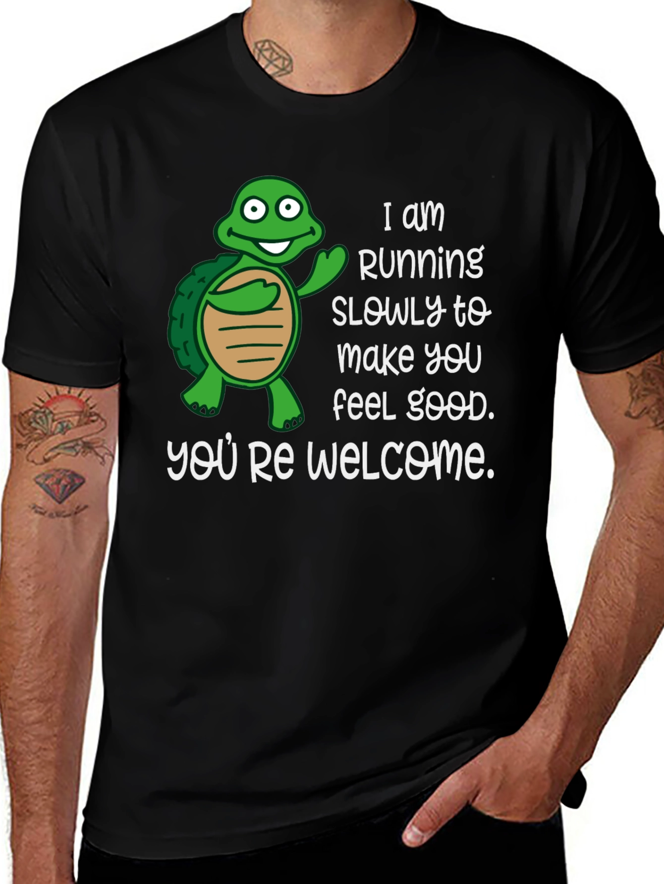 Funny Turtle Running Slowly Graphic T-Shirt