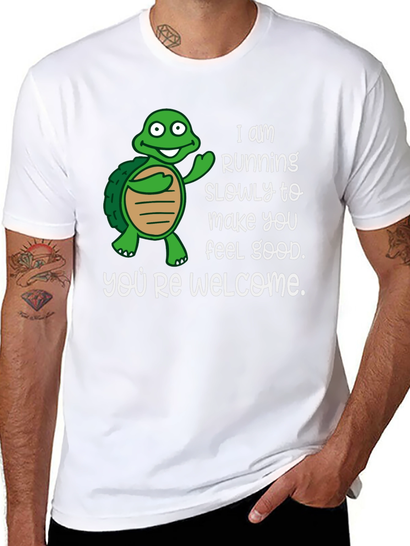Funny Turtle Running Slowly Graphic T-Shirt