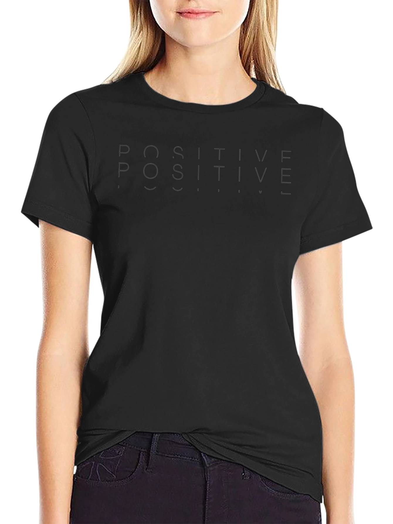 Minimalist Positive Vibes Black T-Shirt
