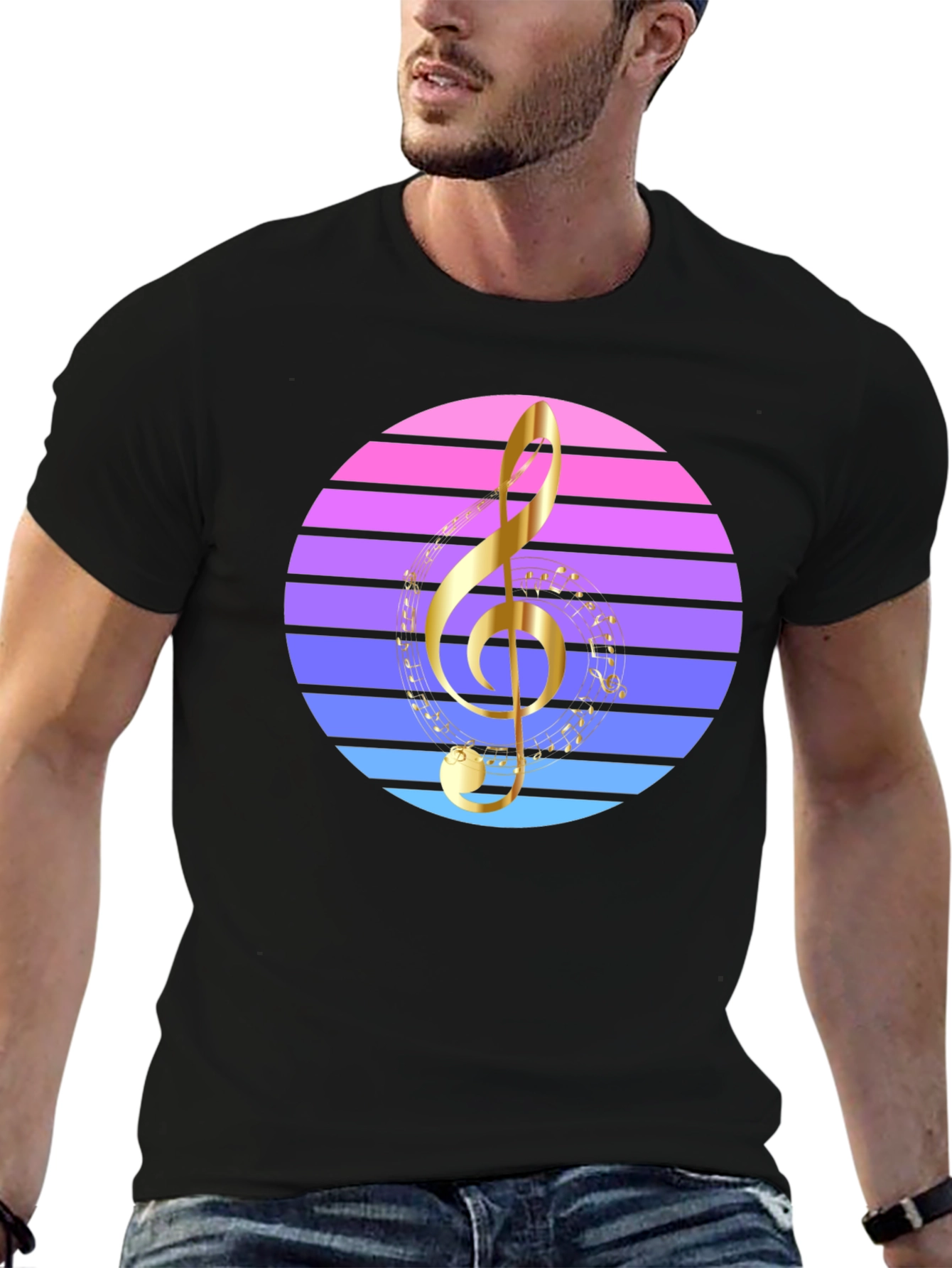 Retro Music T-Shirt - Treble Clef Design