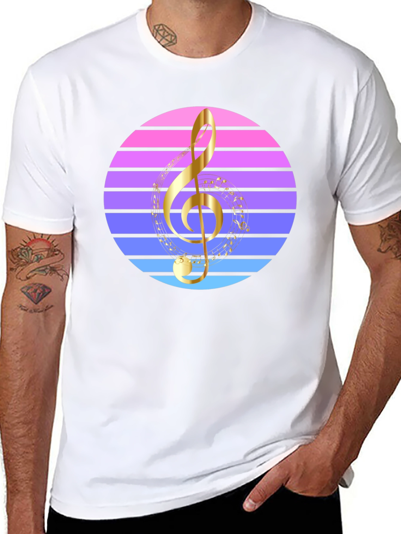 Retro Music T-Shirt - Treble Clef Design
