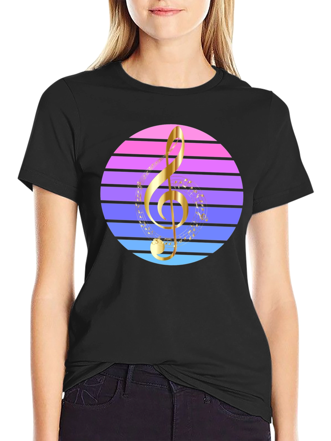 Retro Music T-Shirt - Treble Clef Design