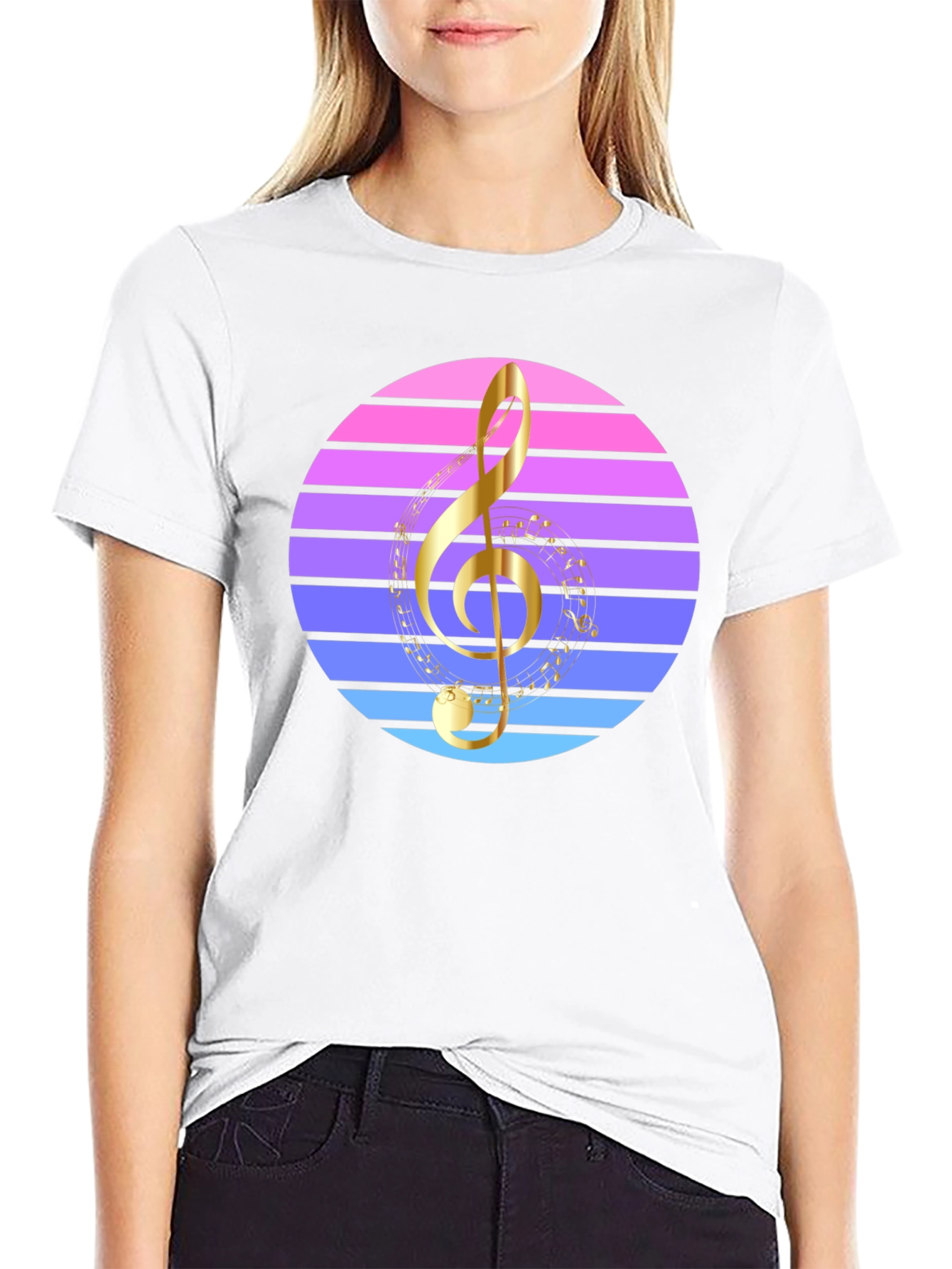 Retro Music T-Shirt - Treble Clef Design