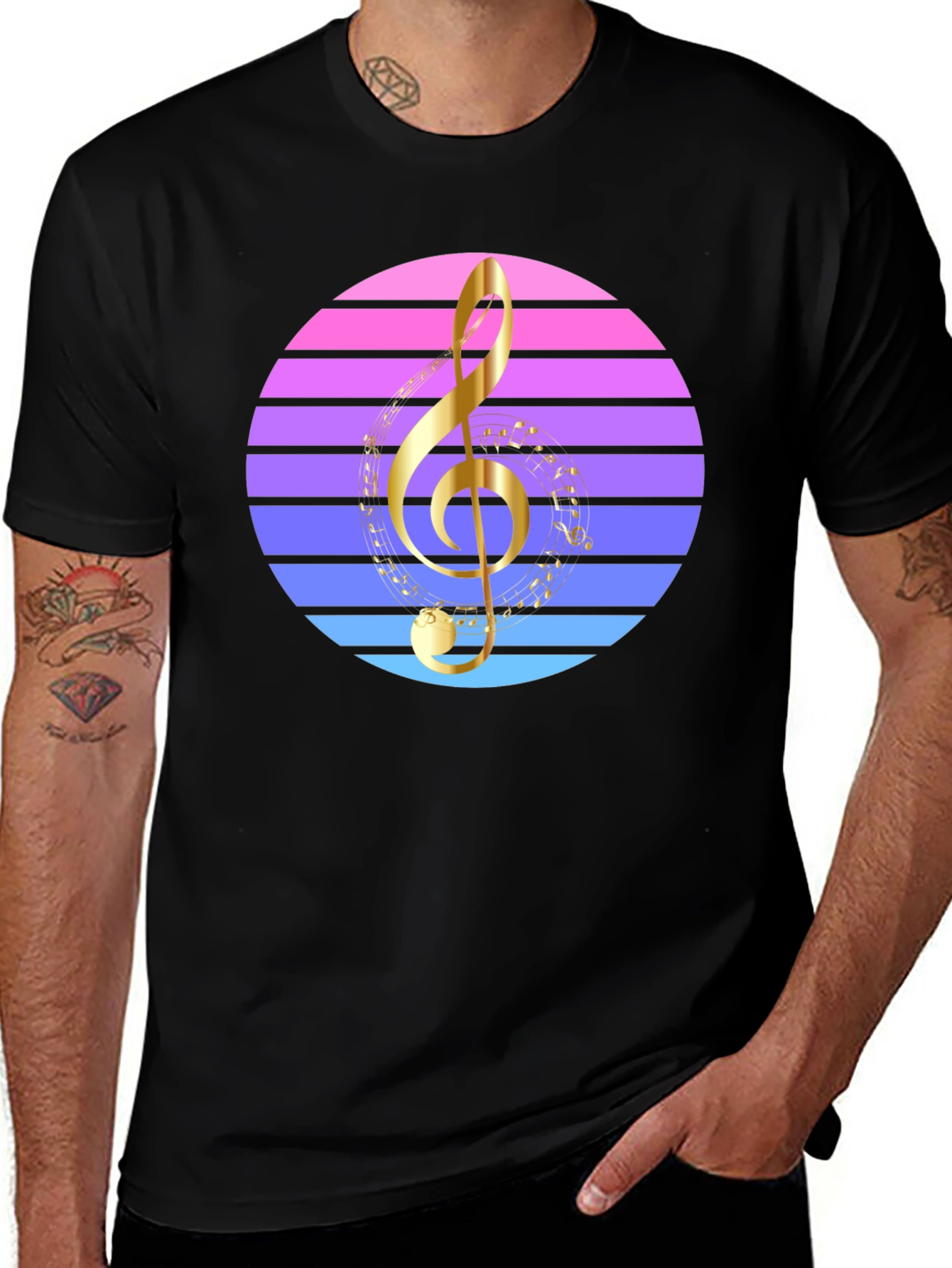 Retro Music T-Shirt - Treble Clef Design