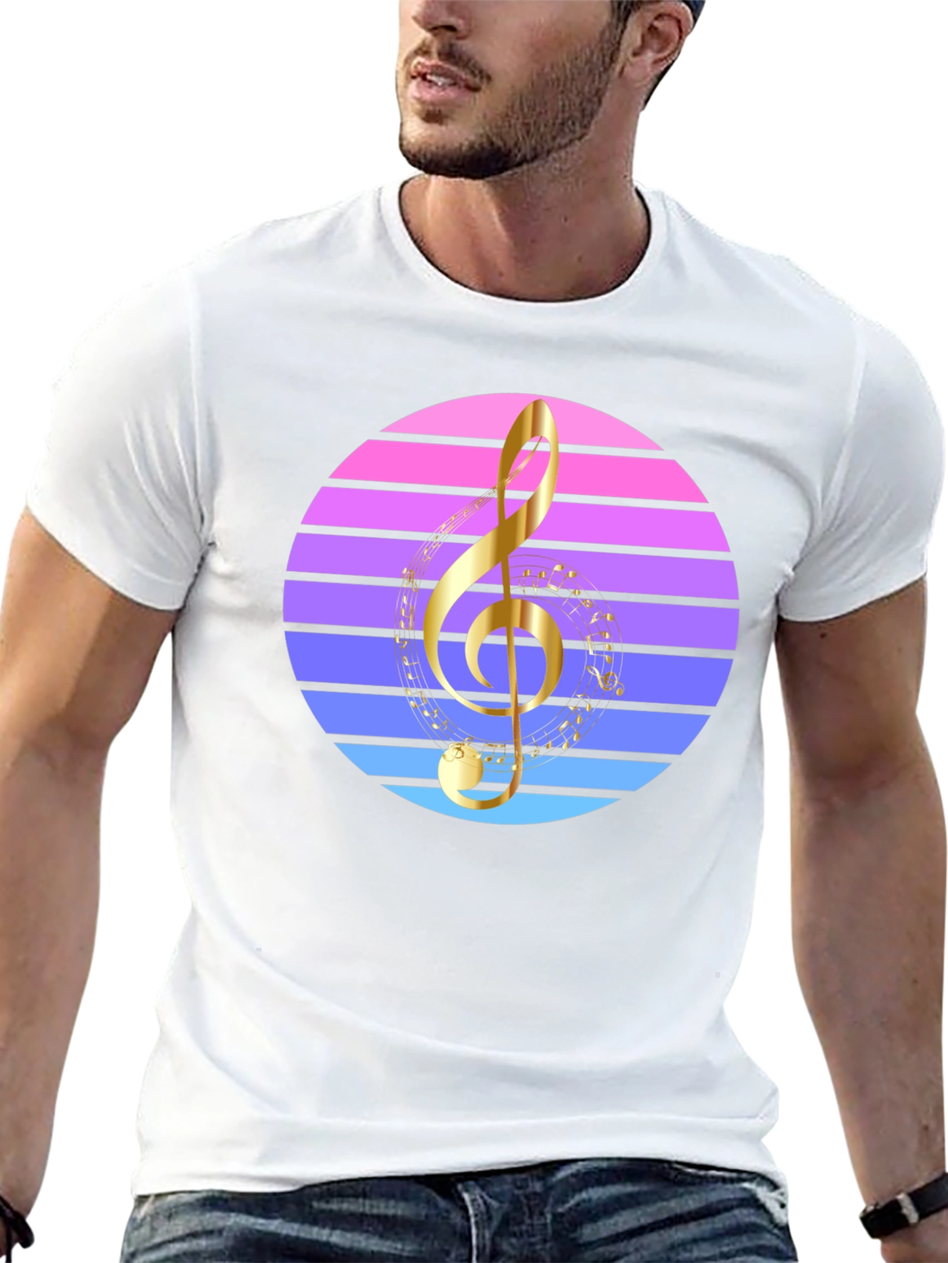 Retro Music T-Shirt - Treble Clef Design