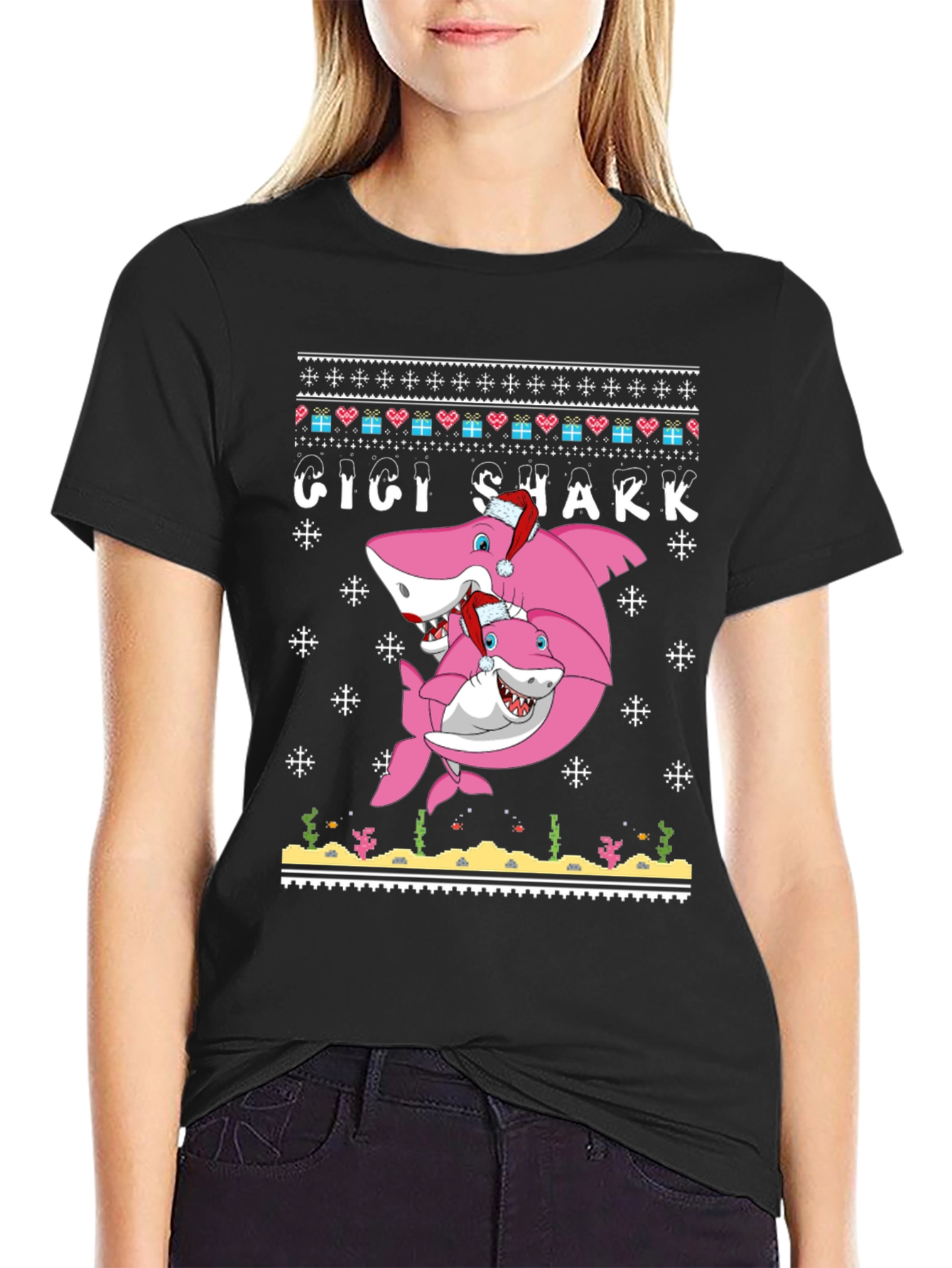 Gigi Shark Christmas Sweater T-Shirt