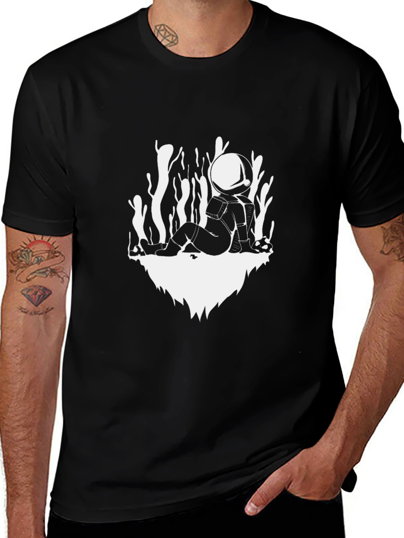Astronaut Graphic Print Crew Neck T-Shirt