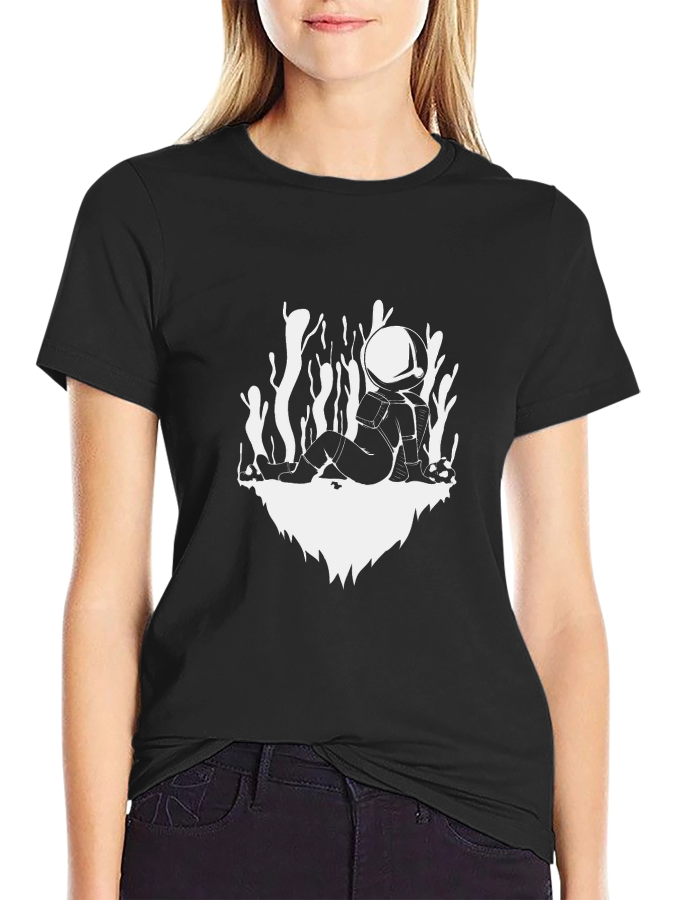 Astronaut Graphic Print Crew Neck T-Shirt