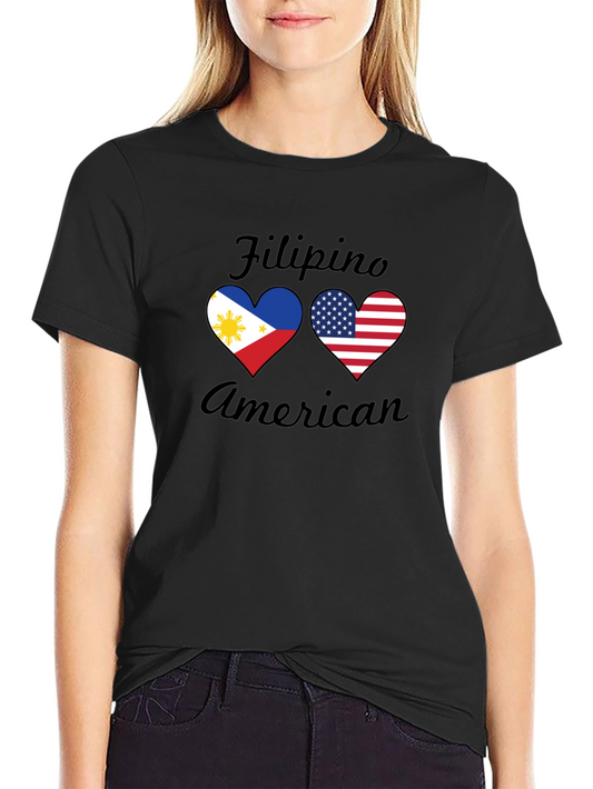 Filipino American Pride T-Shirt: Heart Flags