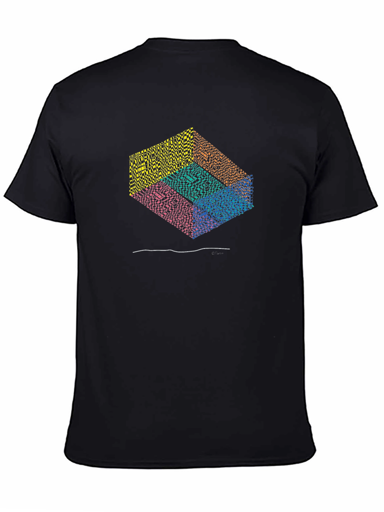 Geometric Illusion Graphic Black T-Shirt