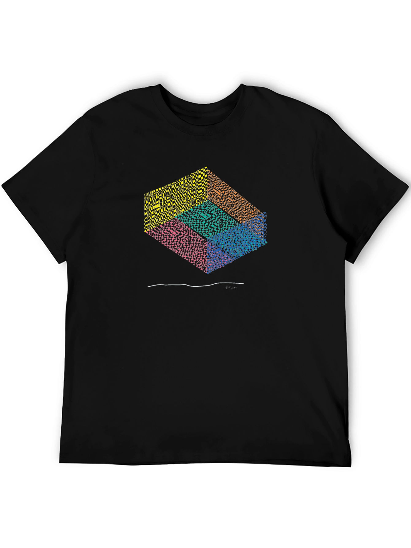 Geometric Illusion Graphic Black T-Shirt