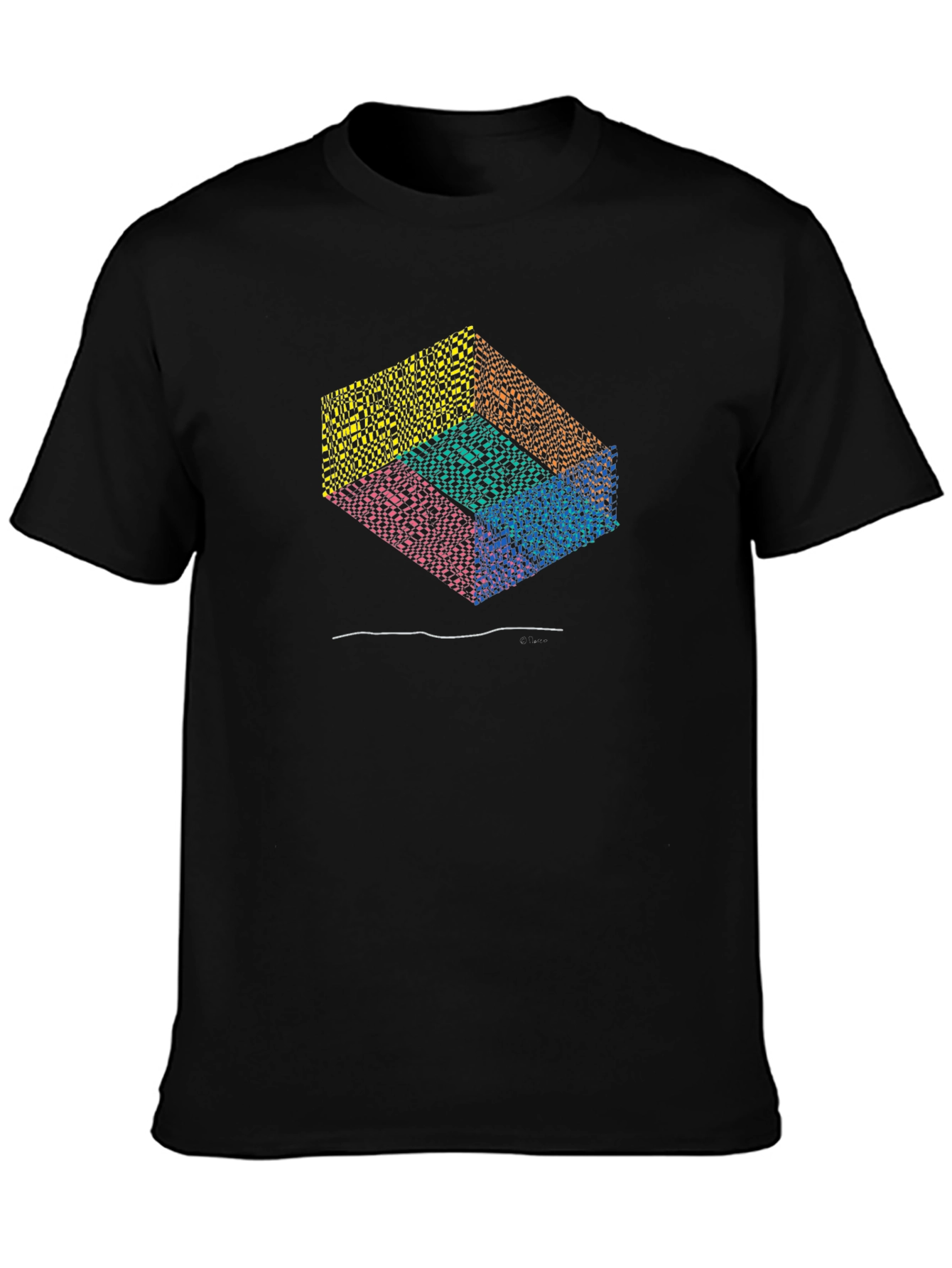 Geometric Illusion Graphic Black T-Shirt