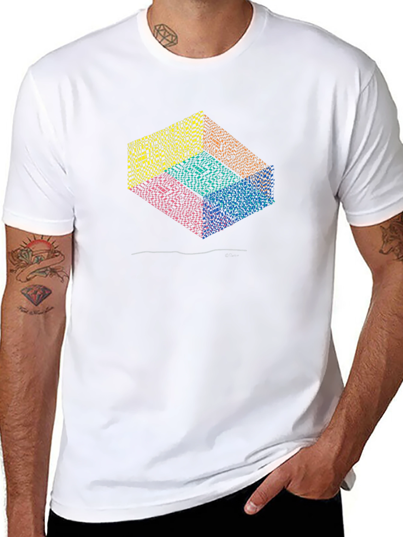 Geometric Illusion Graphic Black T-Shirt