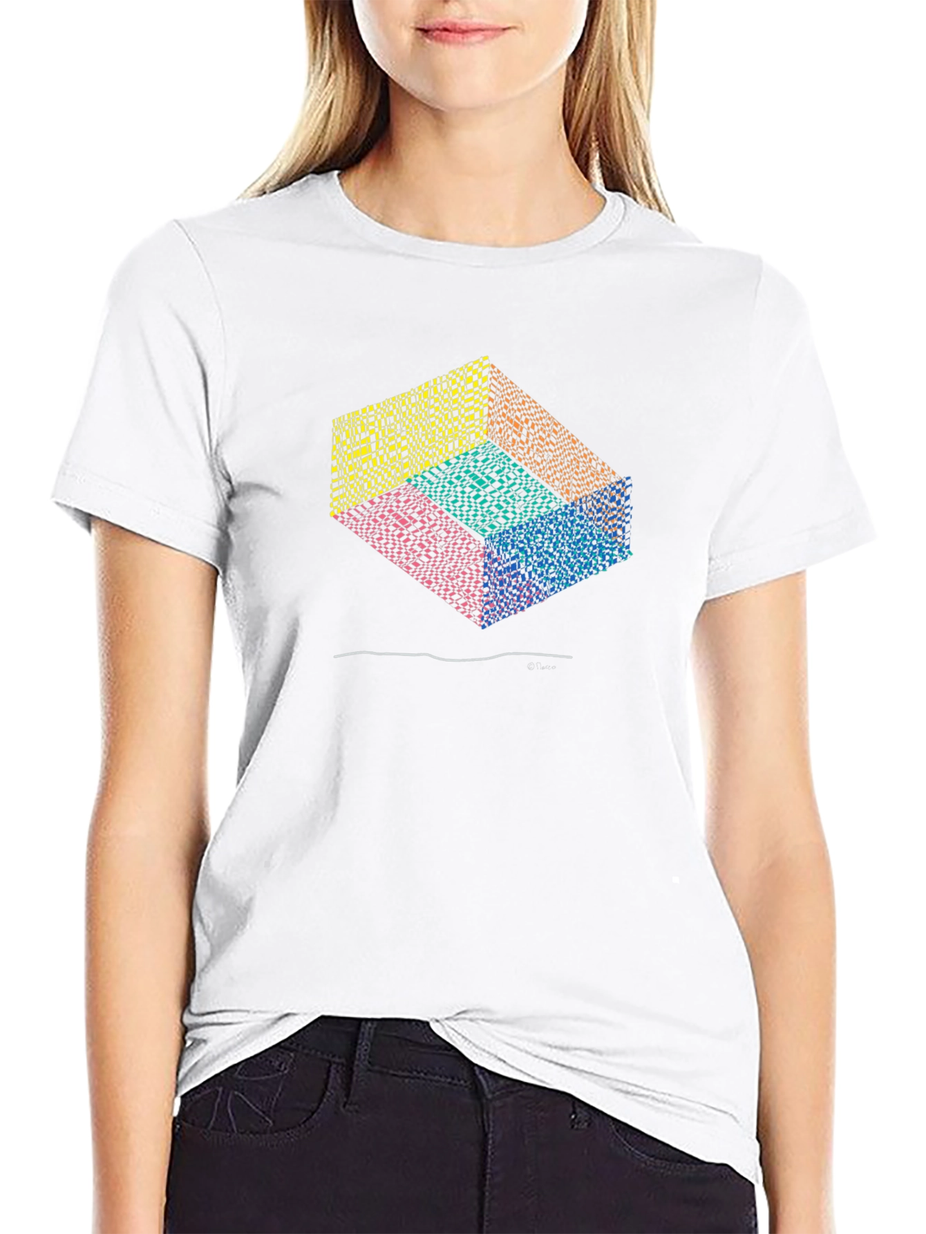Geometric Illusion Graphic Black T-Shirt