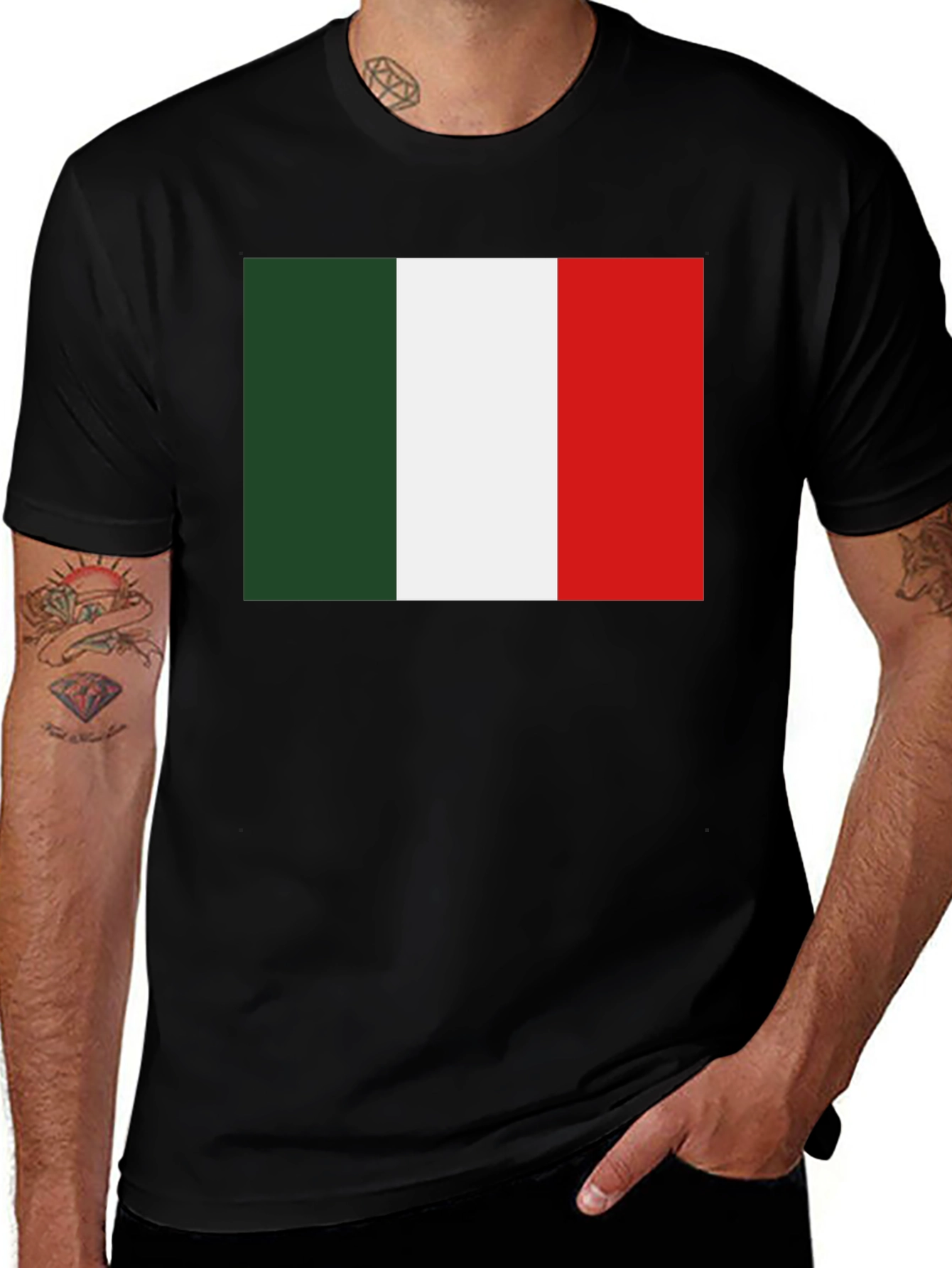 Italy Flag Graphic Tee - Black