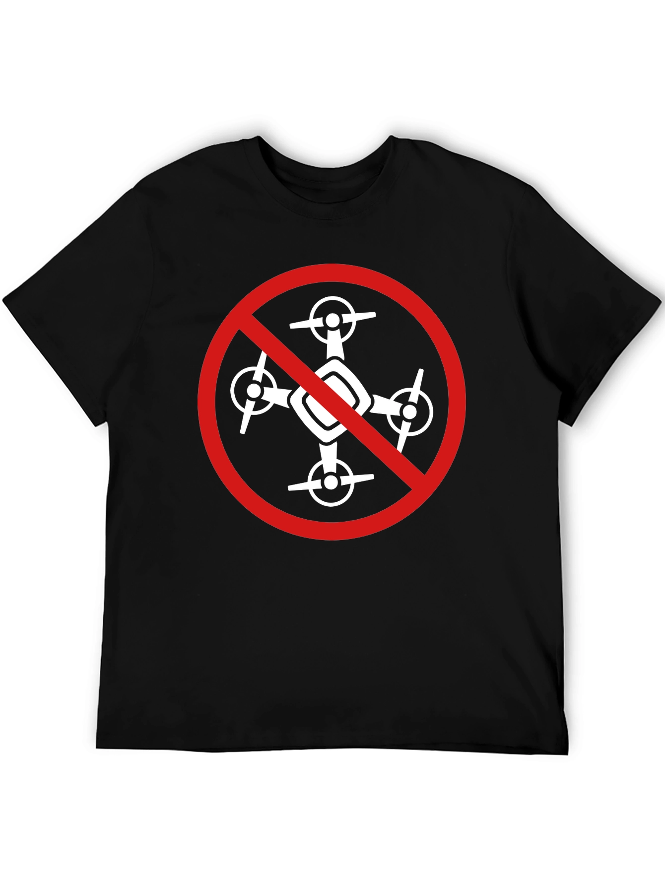 No Drone Zone T-Shirt - Black Crew Neck