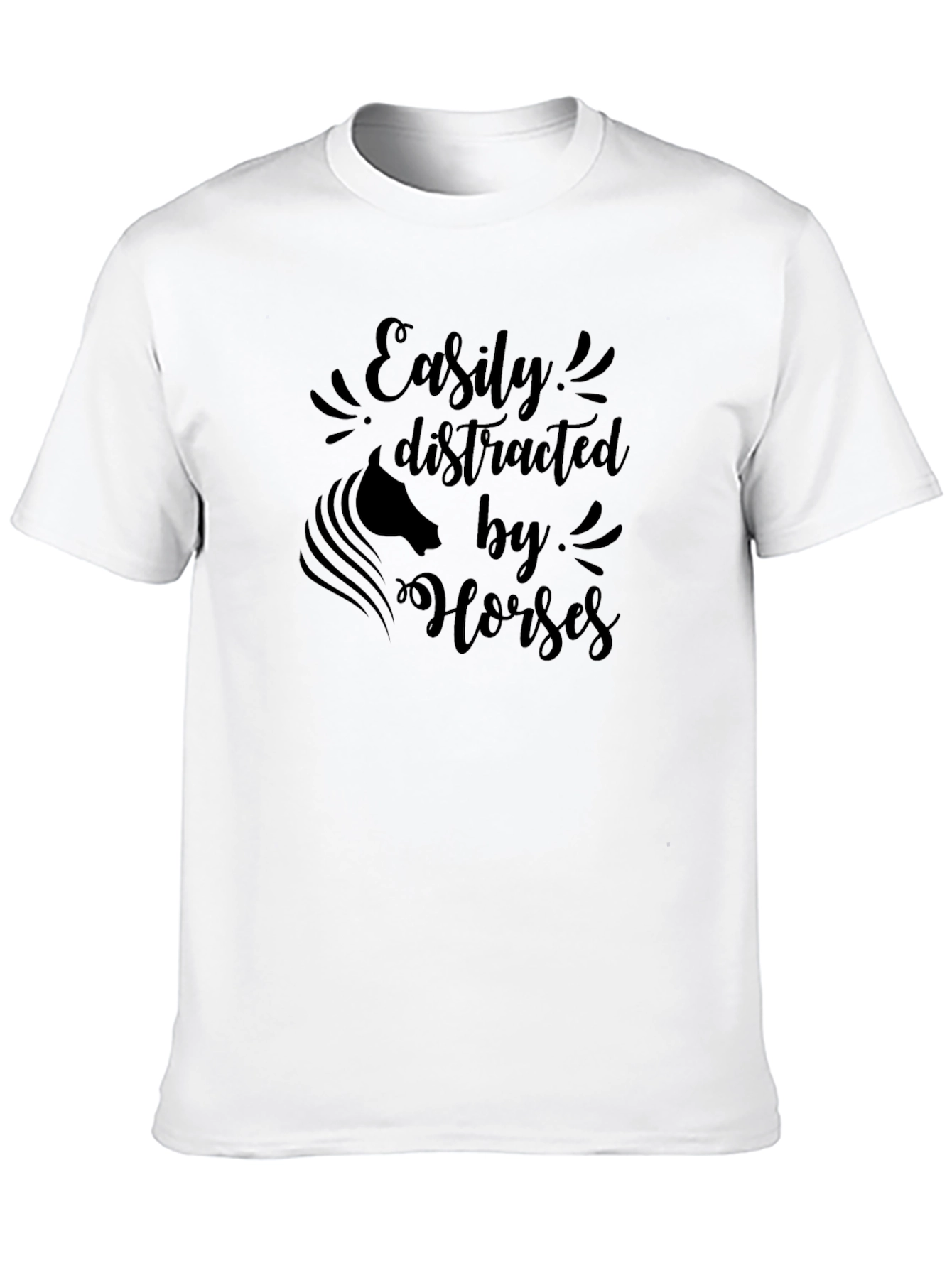 Easily Distracted by Horses Black T-Shirt