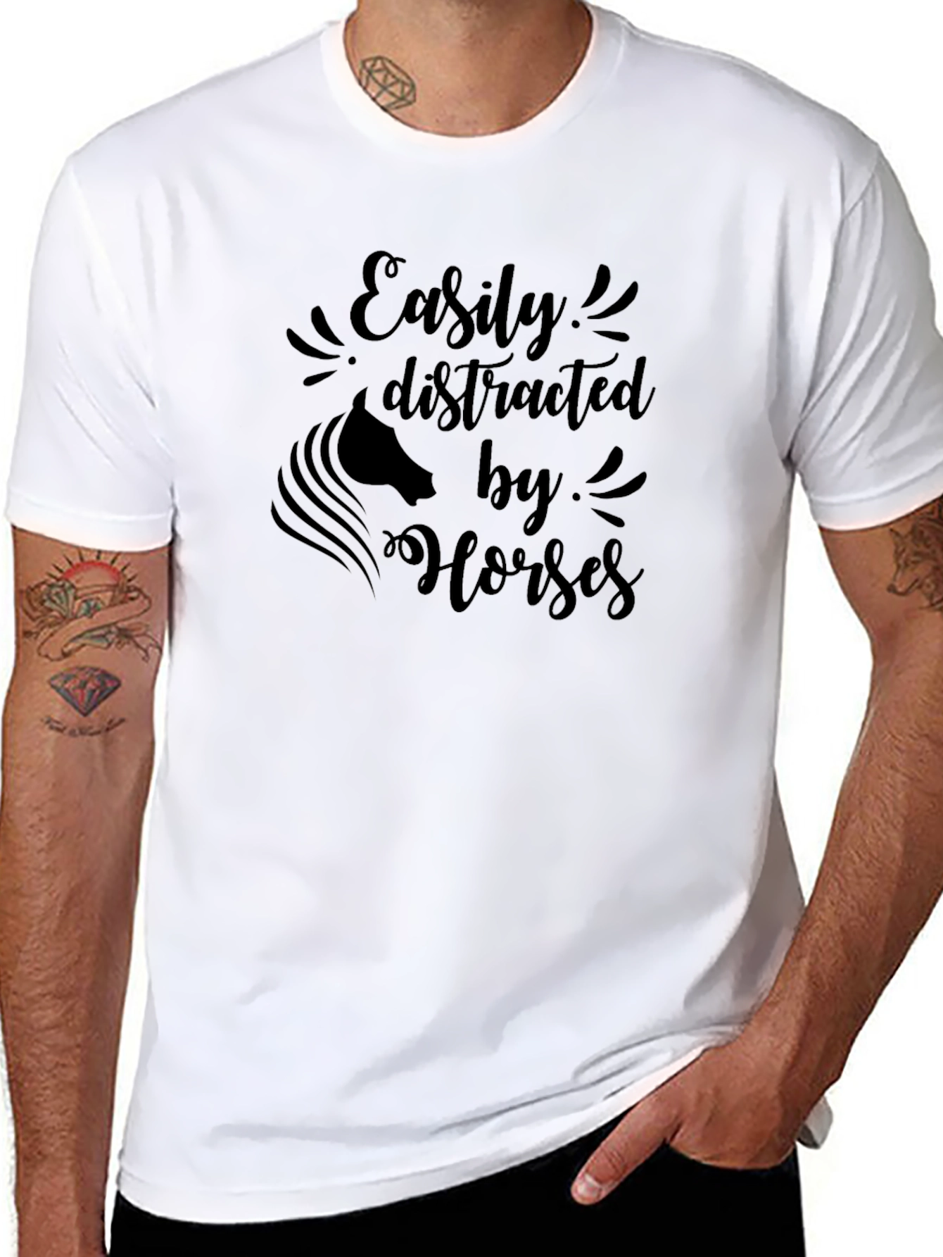 Easily Distracted by Horses Black T-Shirt