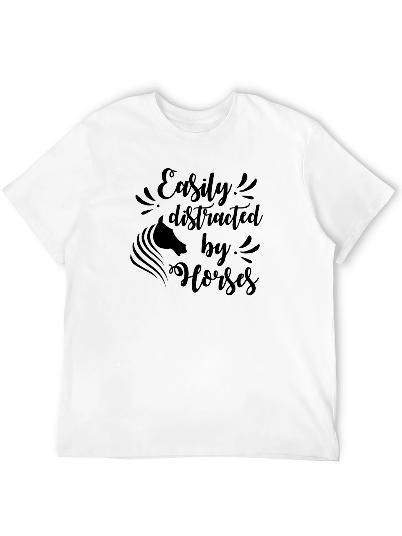 Easily Distracted by Horses Black T-Shirt