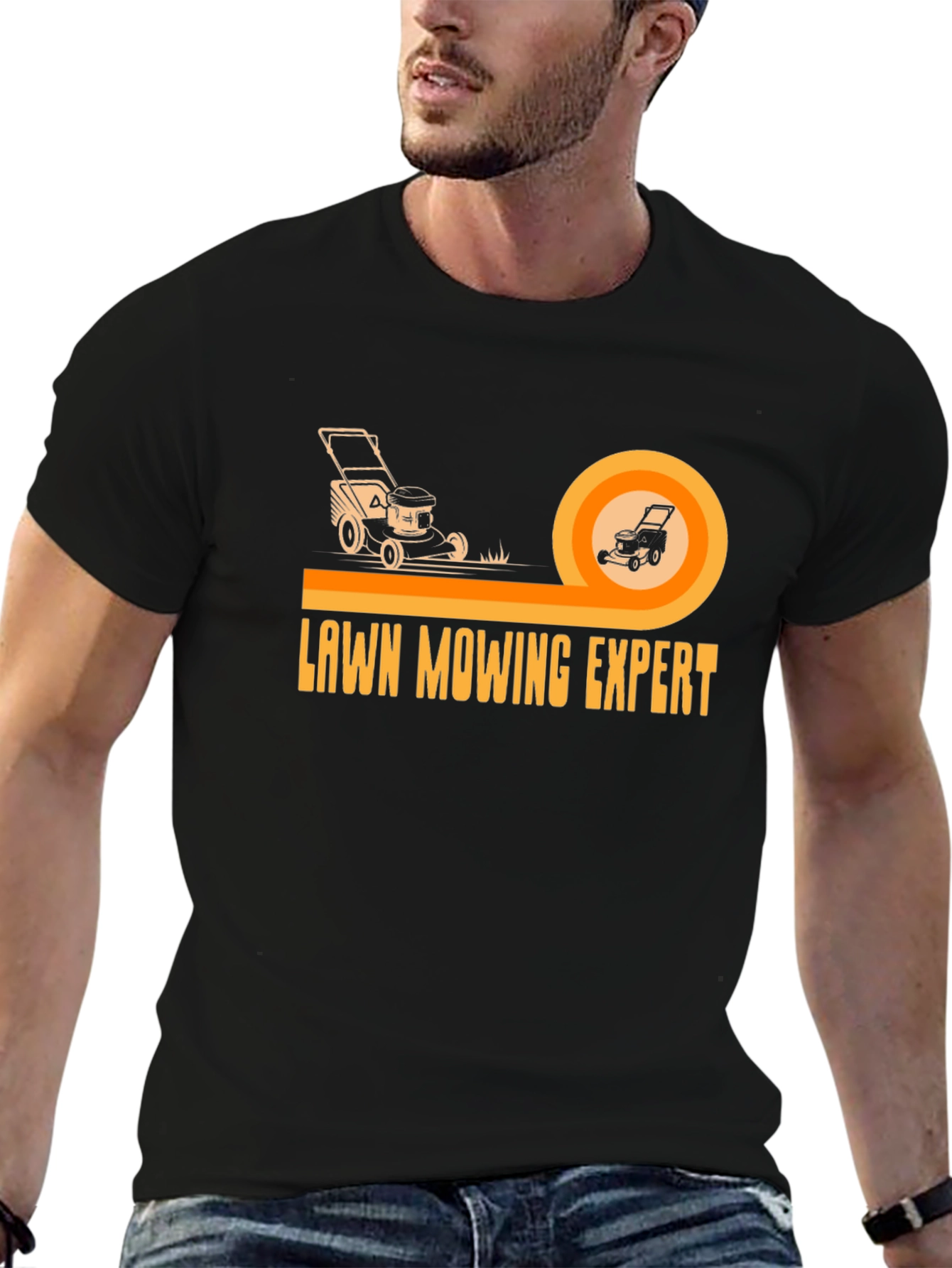 Lawn Mowing Expert Graphic Tee - Black Cotton T-Shirt