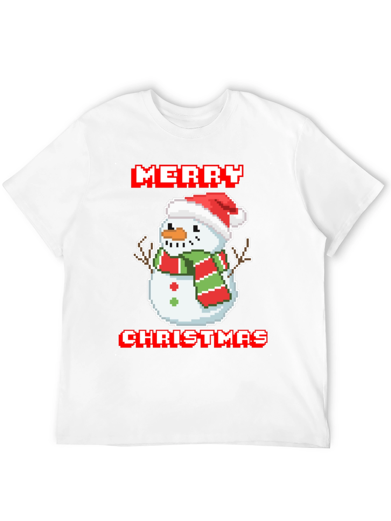 Merry Christmas Pixel Snowman T-Shirt