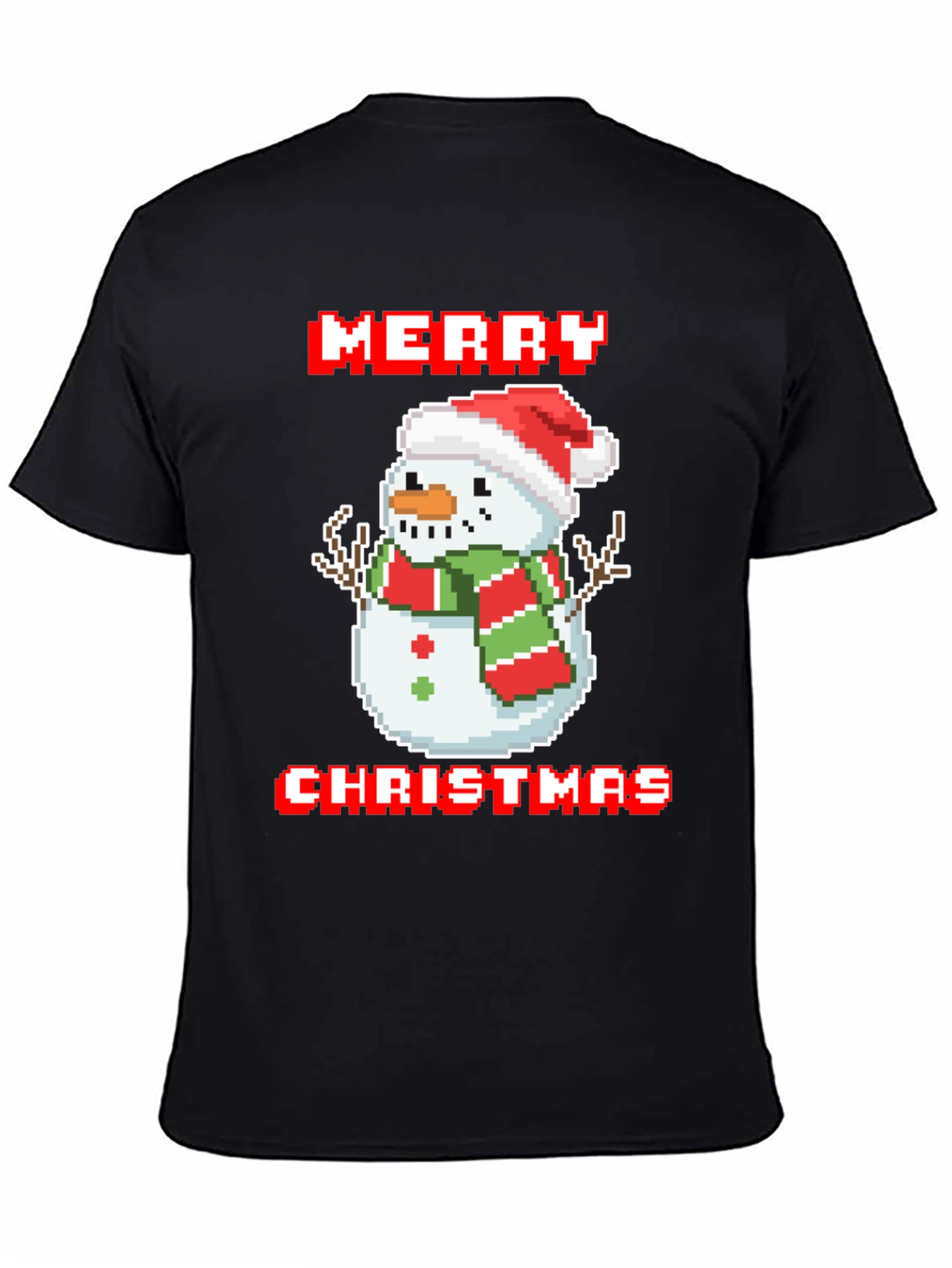 Merry Christmas Pixel Snowman T-Shirt