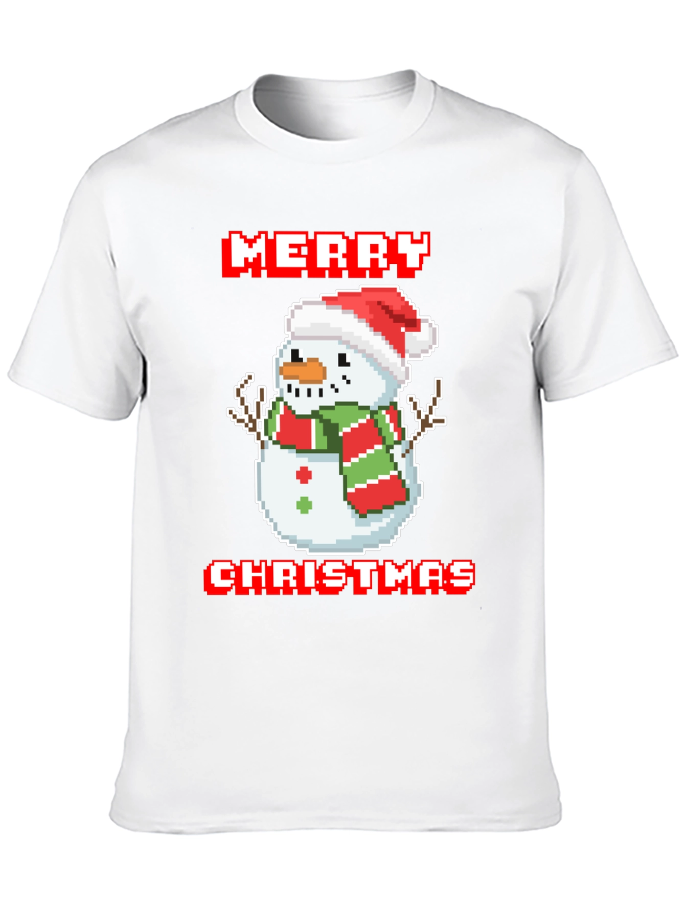 Merry Christmas Pixel Snowman T-Shirt