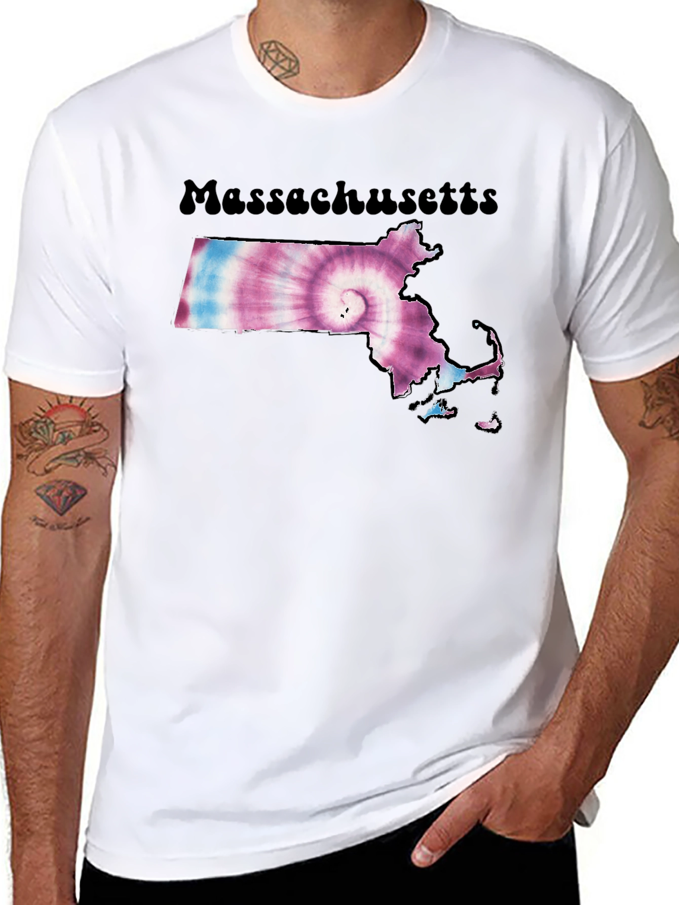 Massachusetts Tie-Dye State Map T-Shirt