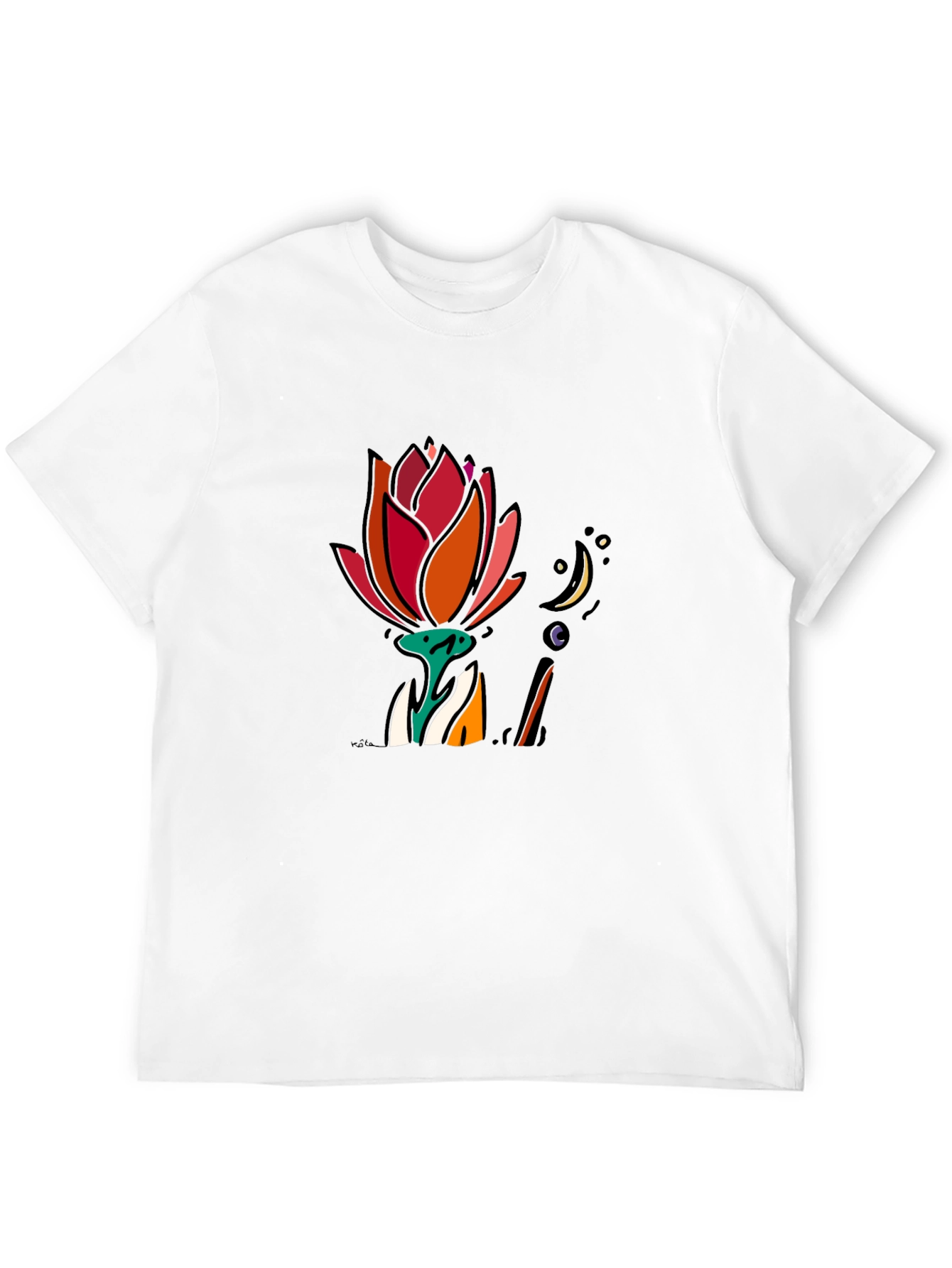 Lotus Flower Graphic Black T-Shirt