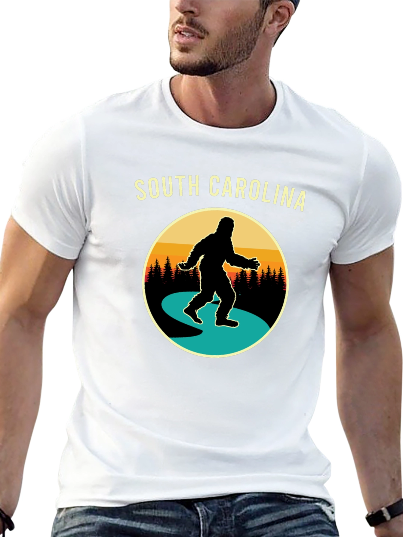 South Carolina Bigfoot T-Shirt -  Retro Sasquatch Tee
