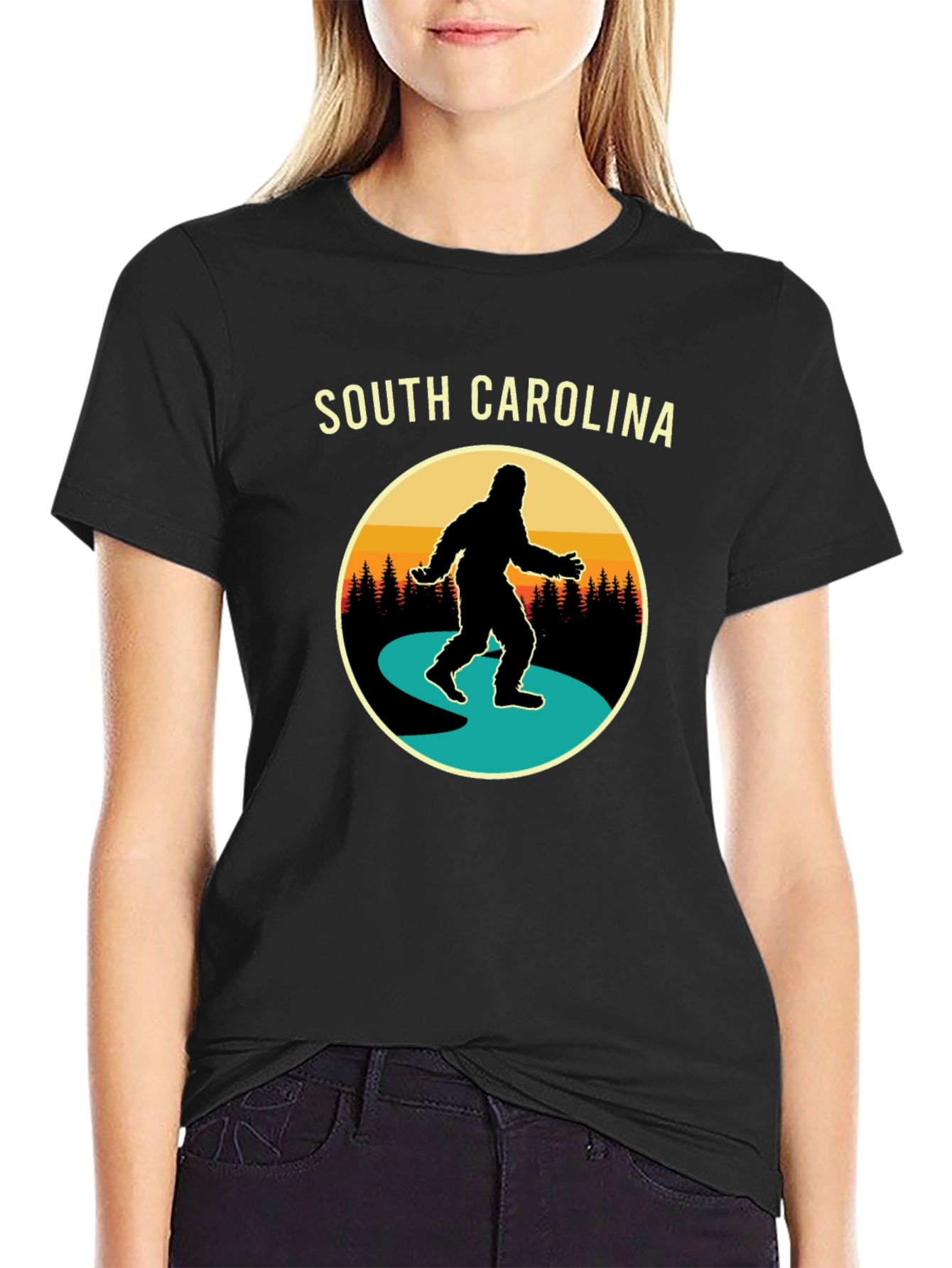 South Carolina Bigfoot T-Shirt -  Retro Sasquatch Tee