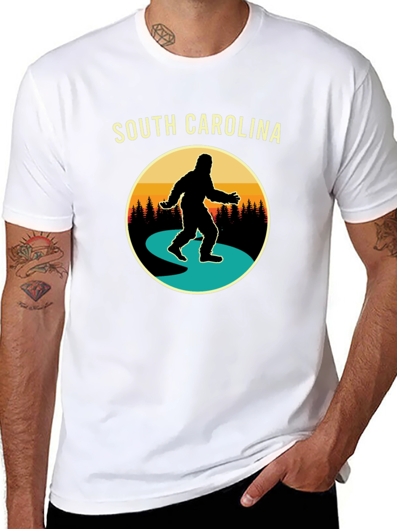 South Carolina Bigfoot T-Shirt -  Retro Sasquatch Tee