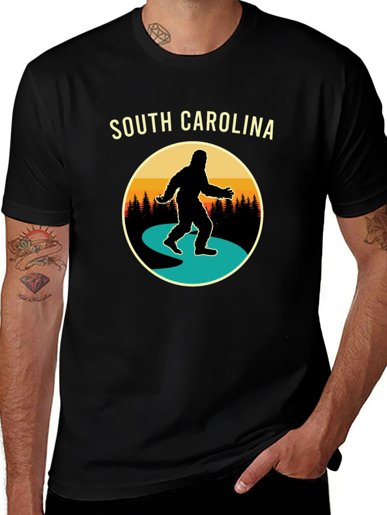 South Carolina Bigfoot T-Shirt -  Retro Sasquatch Tee
