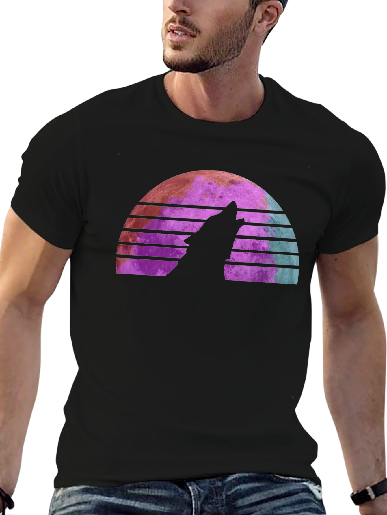 Retro Wolf Moon T-Shirt