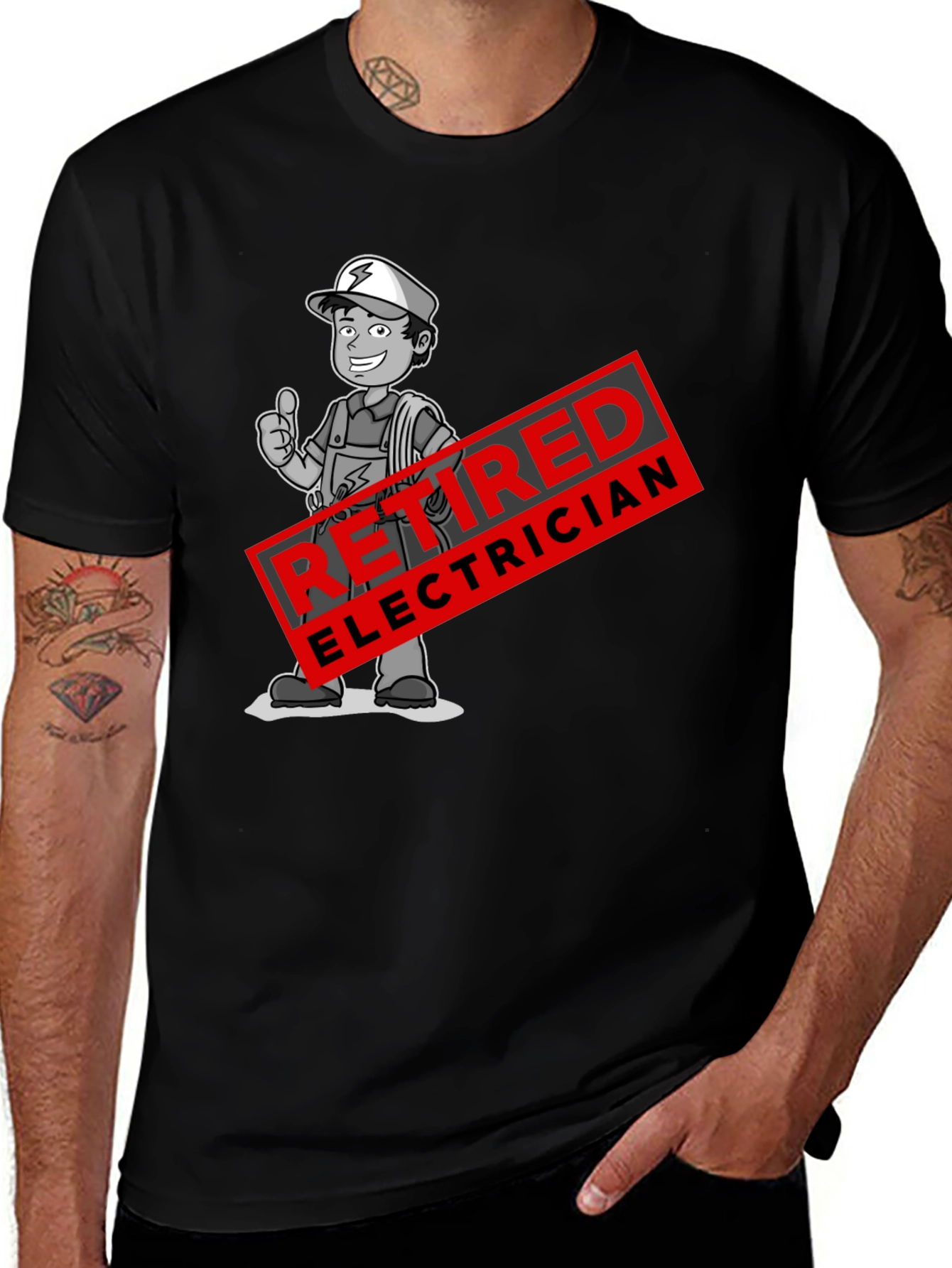 Retired Electrician Cartoon Graphic T-Shirt