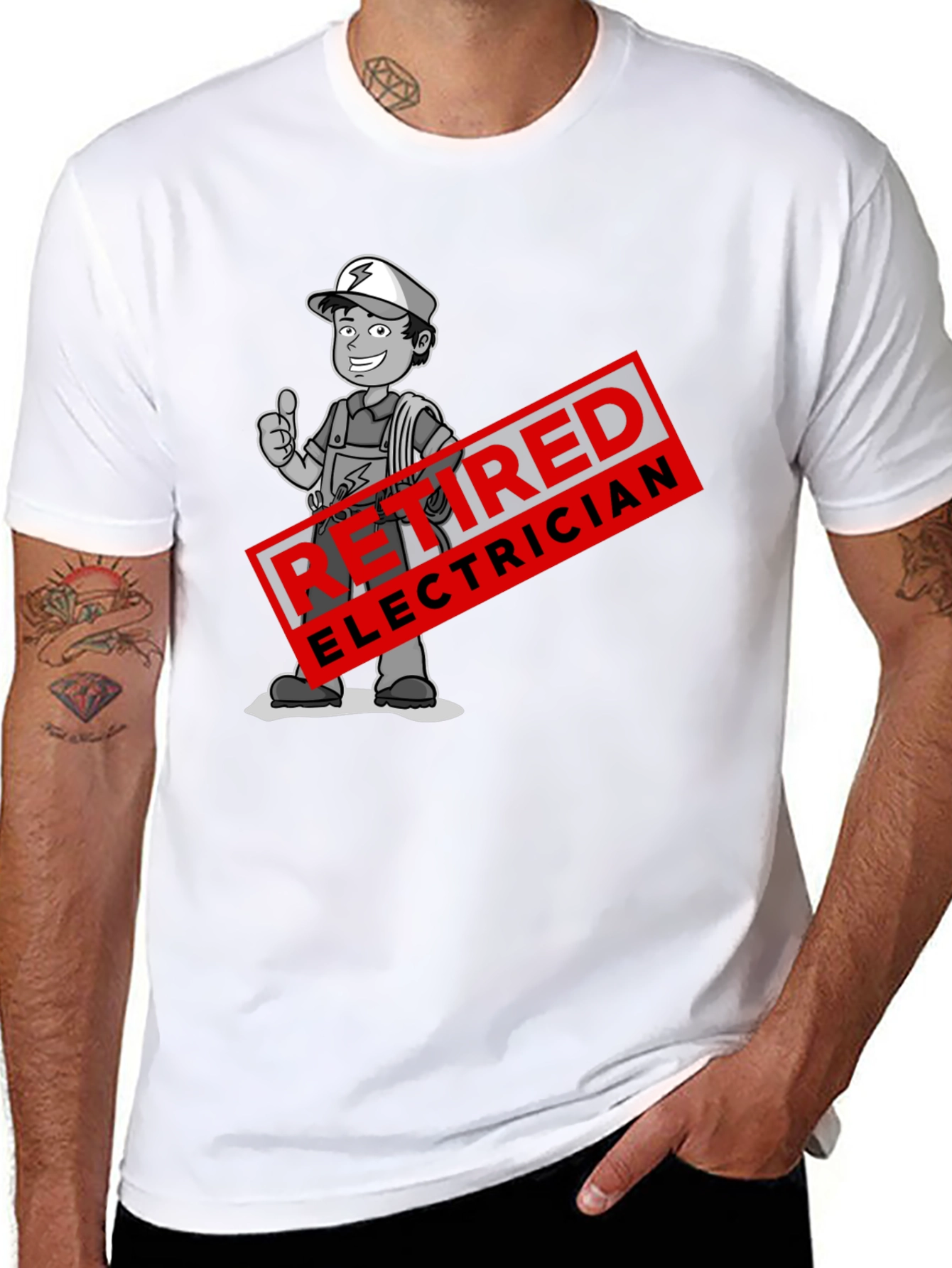 Retired Electrician Cartoon Graphic T-Shirt