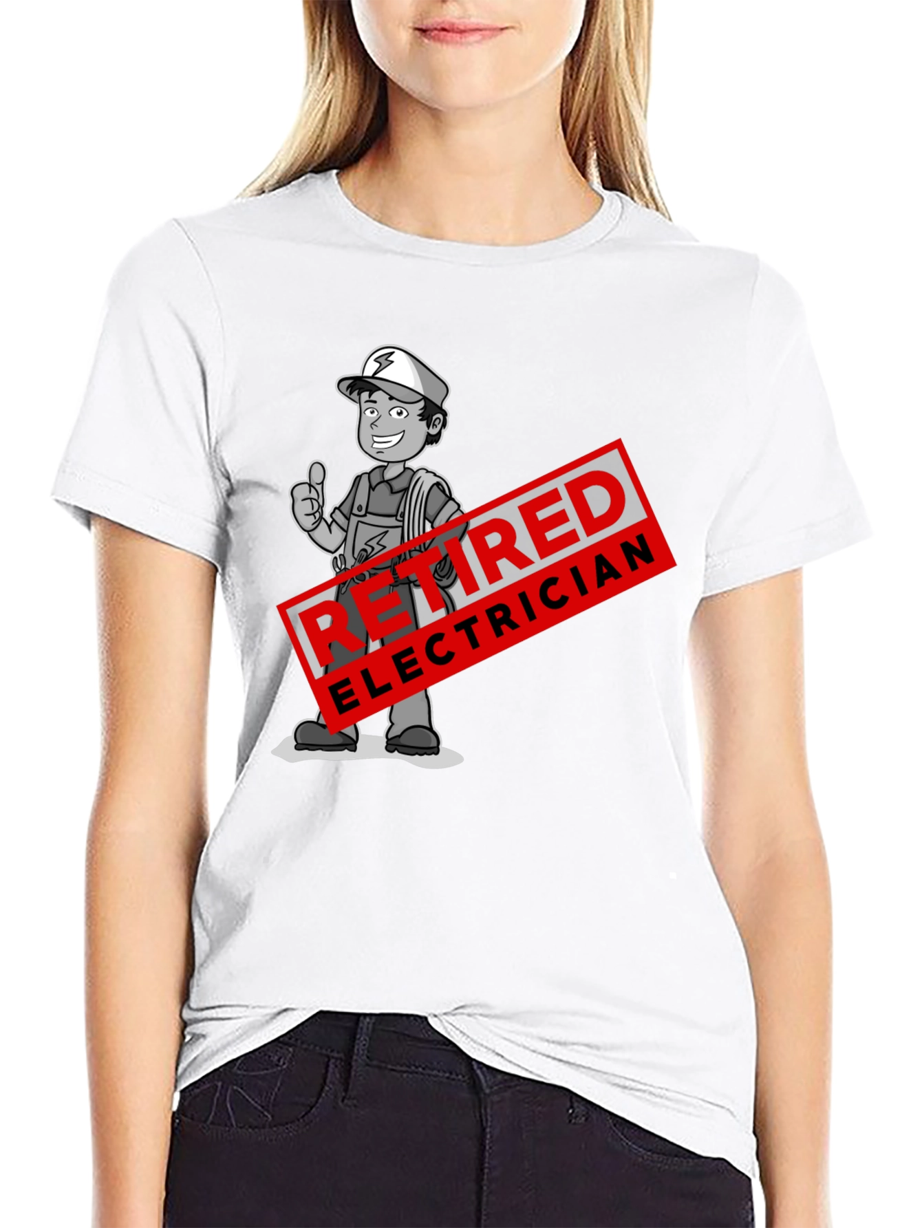 Retired Electrician Cartoon Graphic T-Shirt