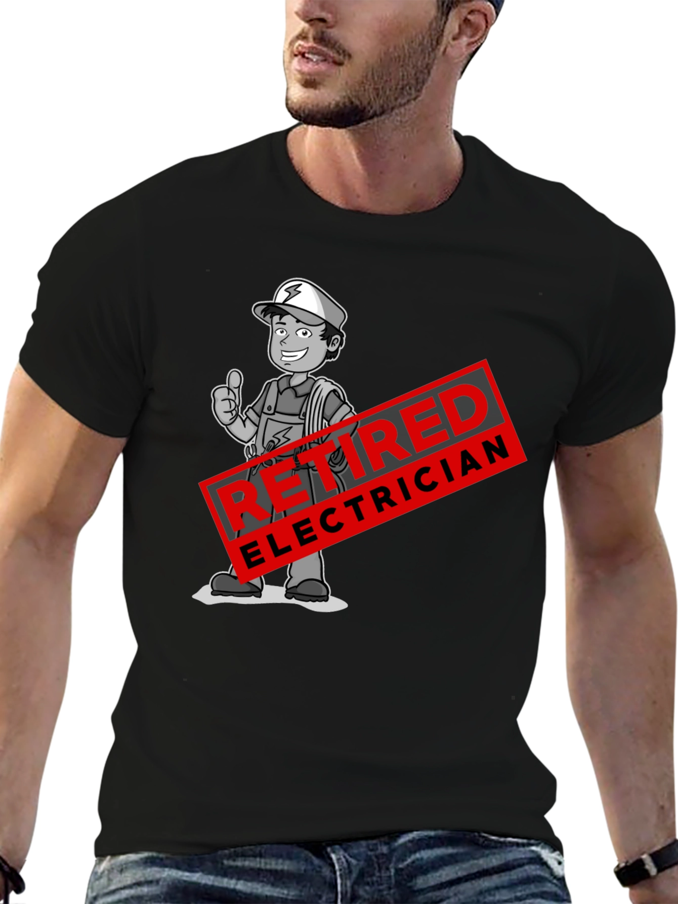 Retired Electrician Cartoon Graphic T-Shirt