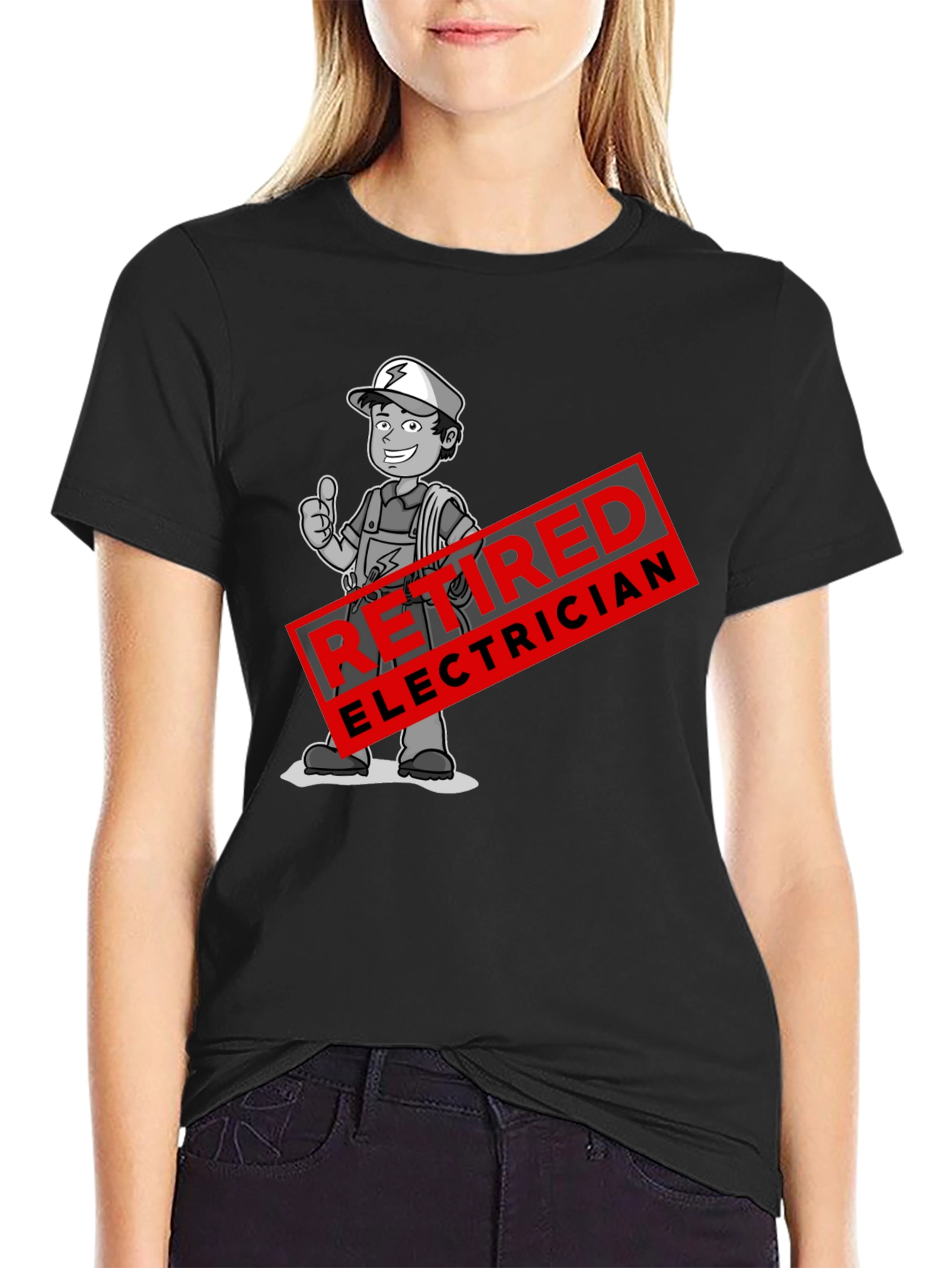 Retired Electrician Cartoon Graphic T-Shirt