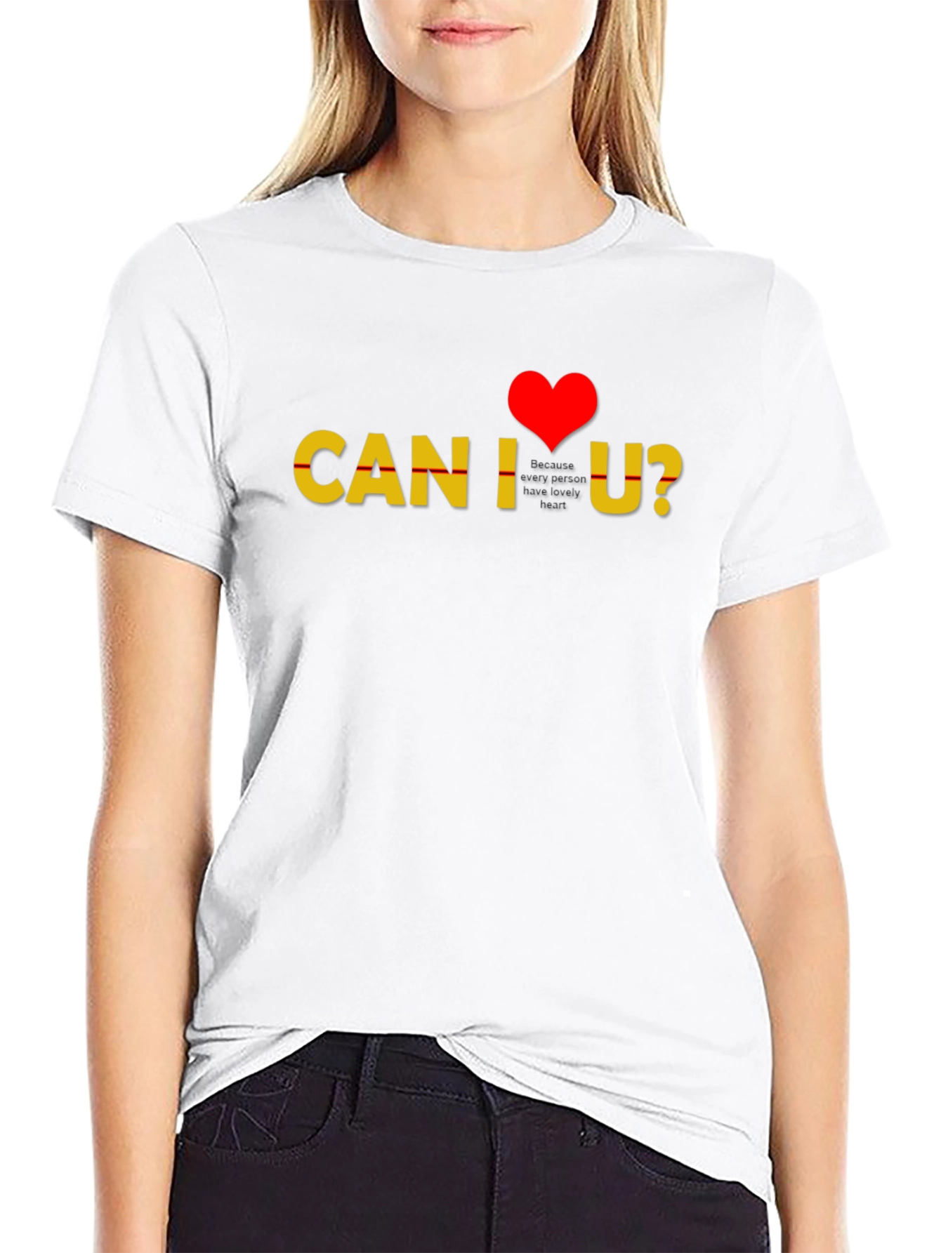 Can I Love You? Heart Graphic Tee - Black